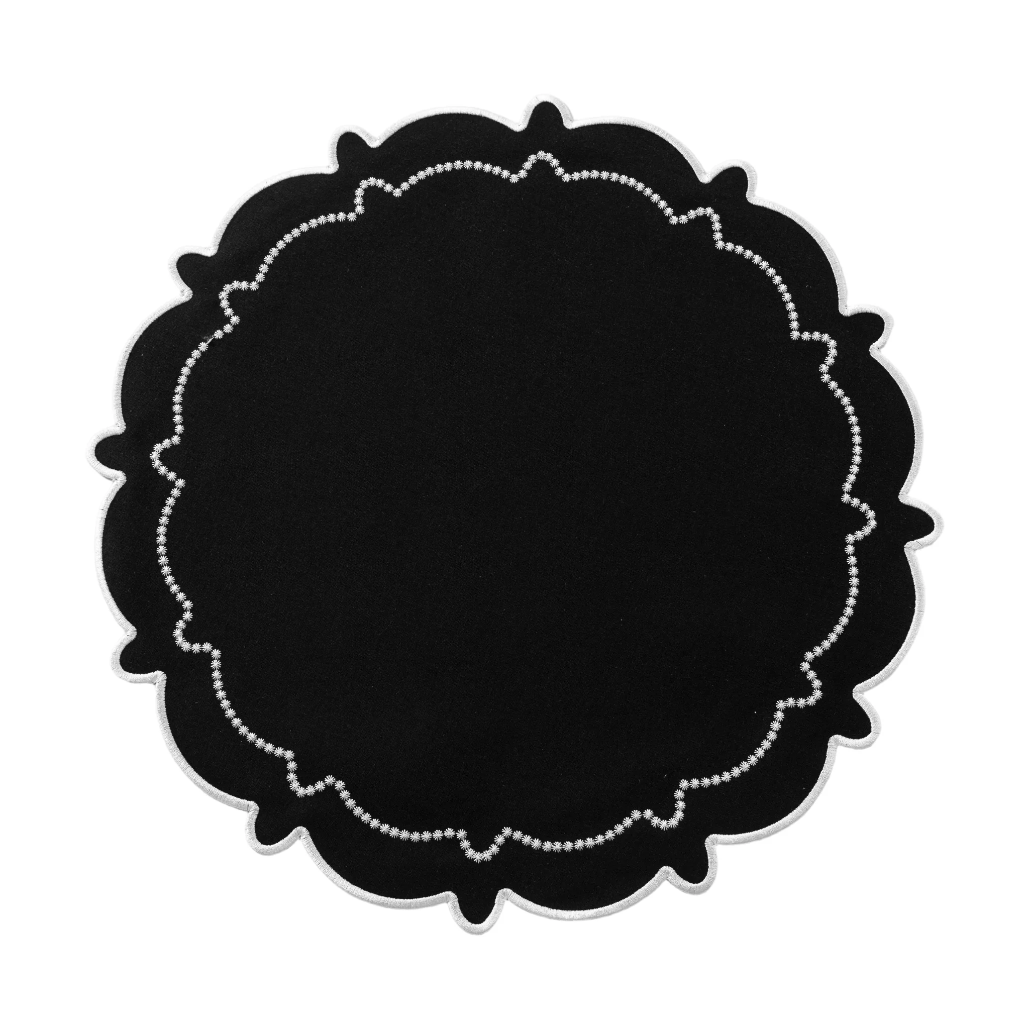 4pc/set Signature Scallop Placemats - Black/White Trim - Image 3