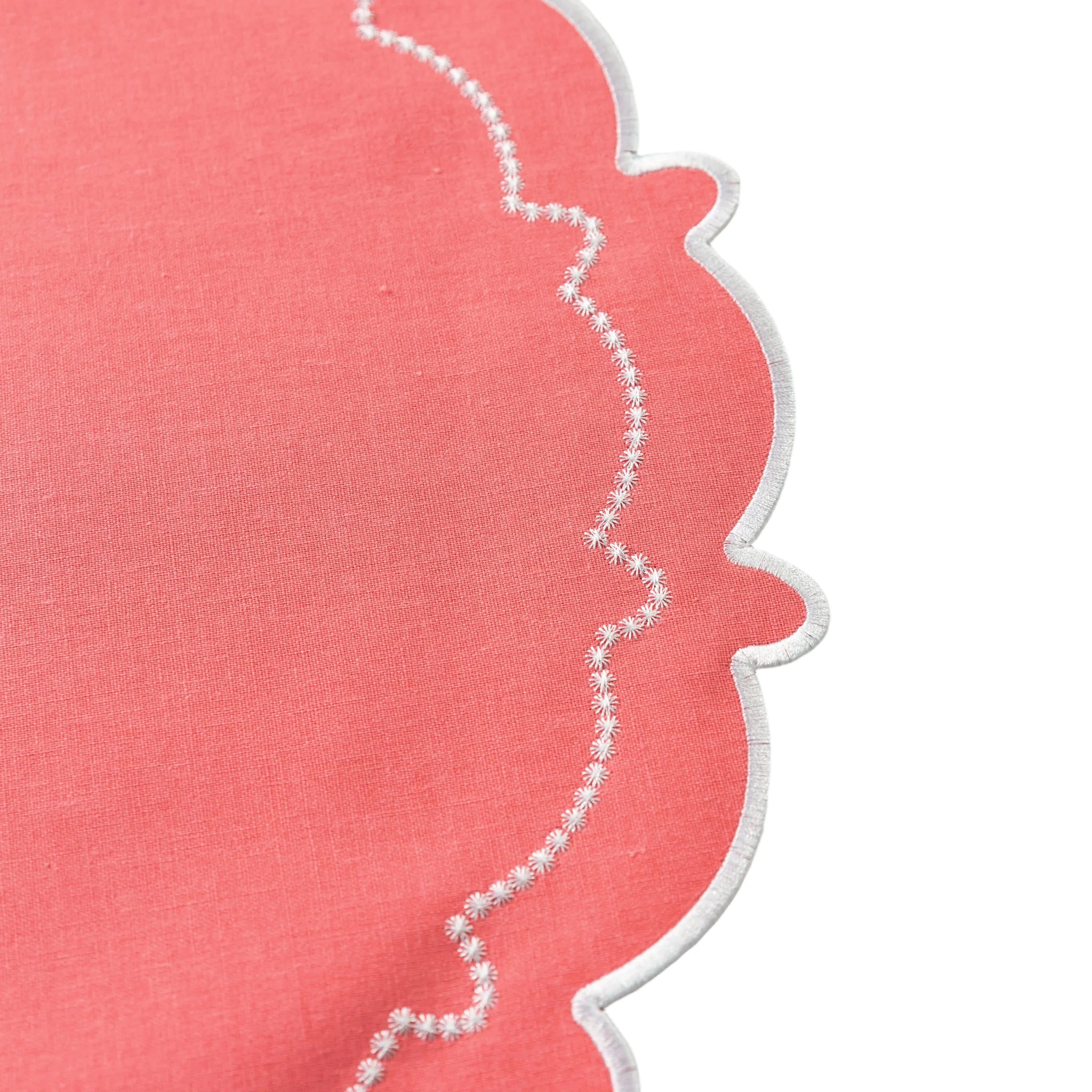 4pc/set Signature Scallop Placemats - Coral/White Trim - Image 6