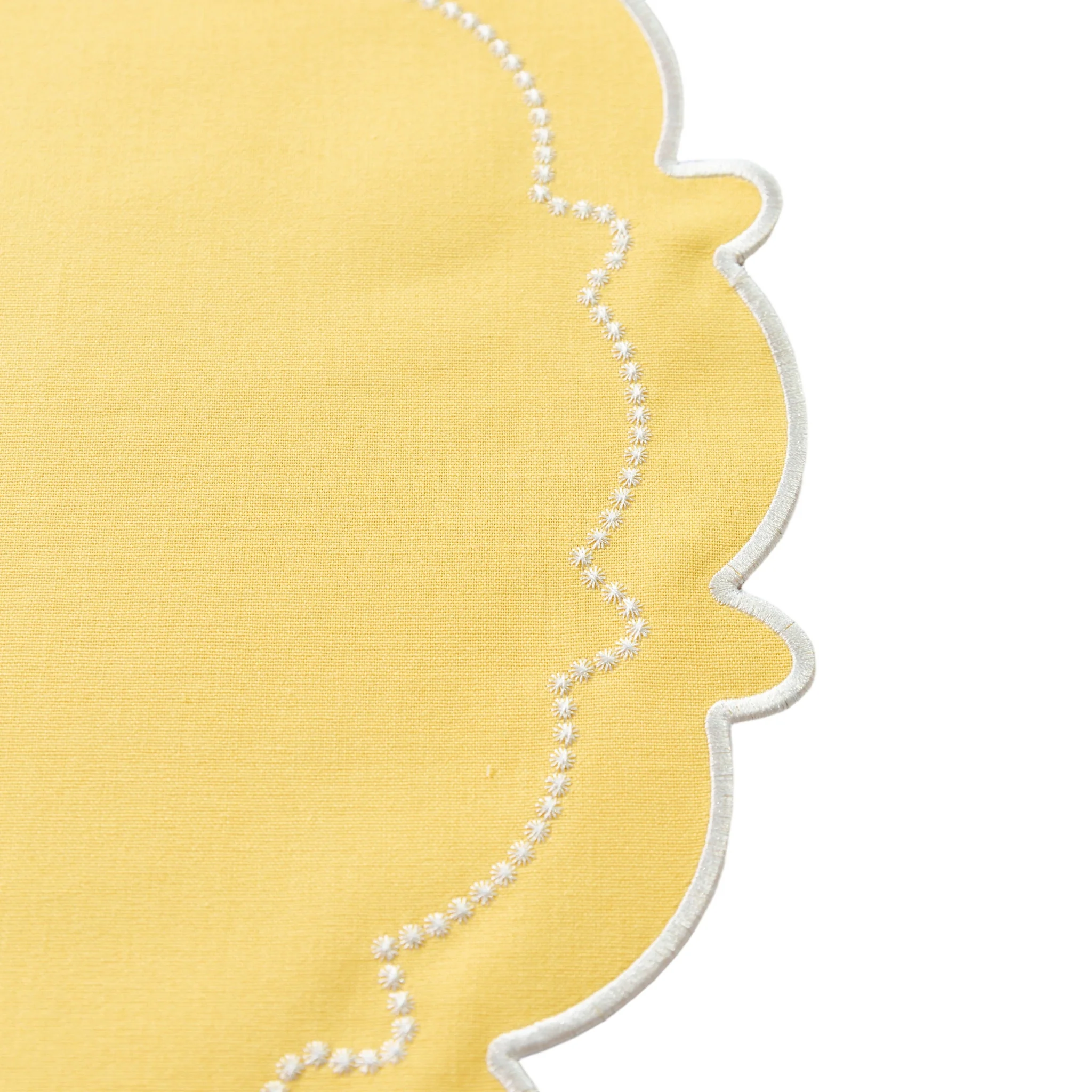 4pc/set Signature Scallop Placemats - Pastel Yellow/White Trim - Image 7
