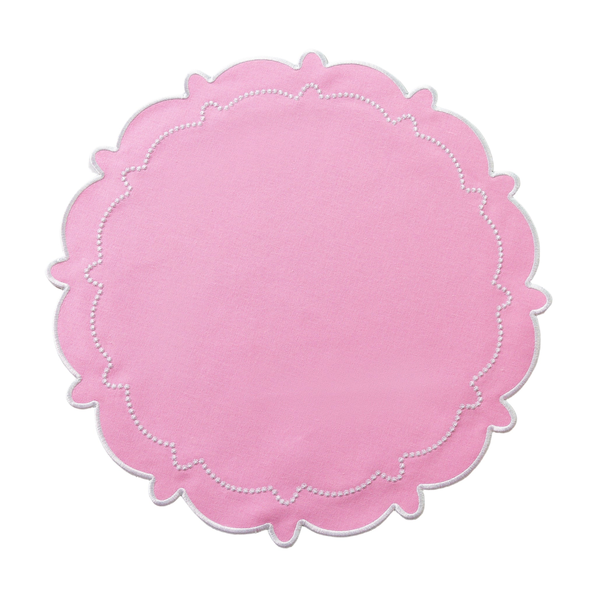 4pc/set Signature Scallop Placemats - Pink/White Trim - Image 3