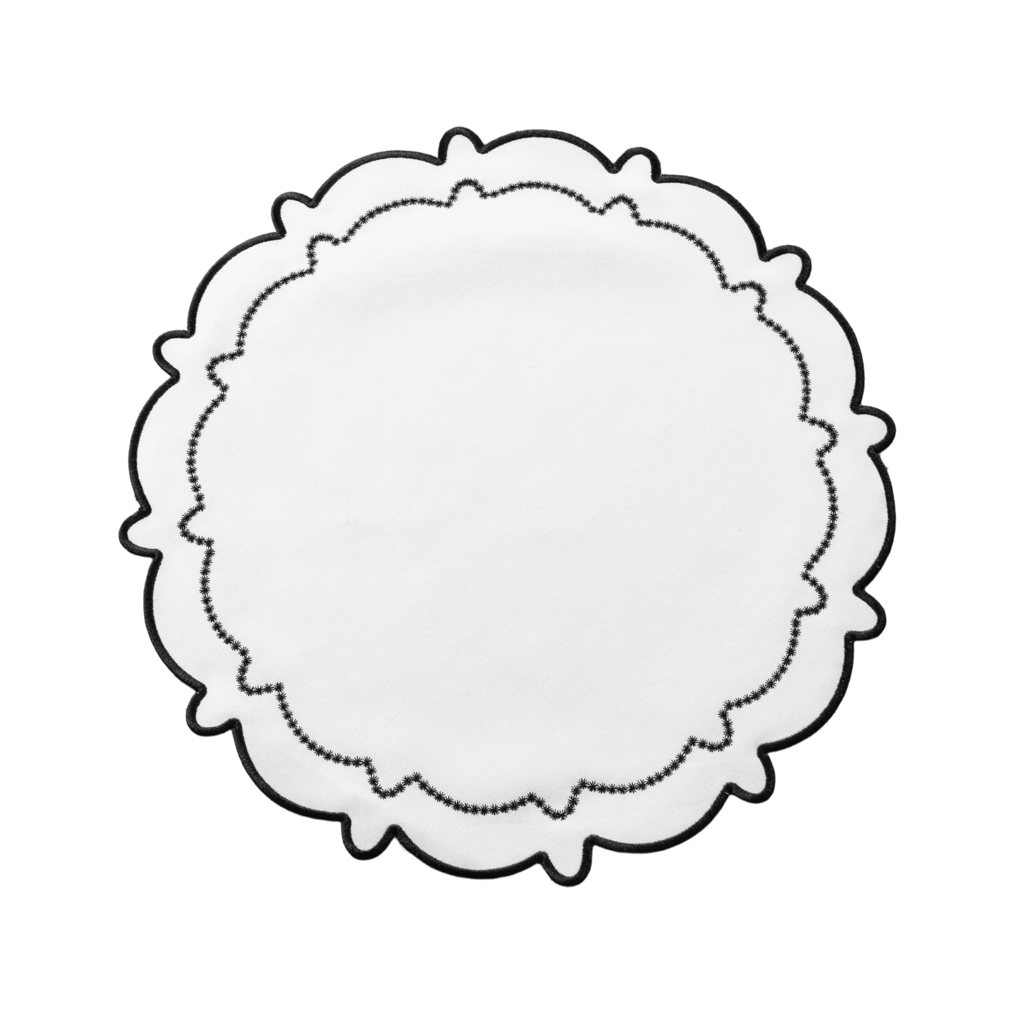 4pc/set Signature Scallop Placemats - White/Black Trim - Image 2
