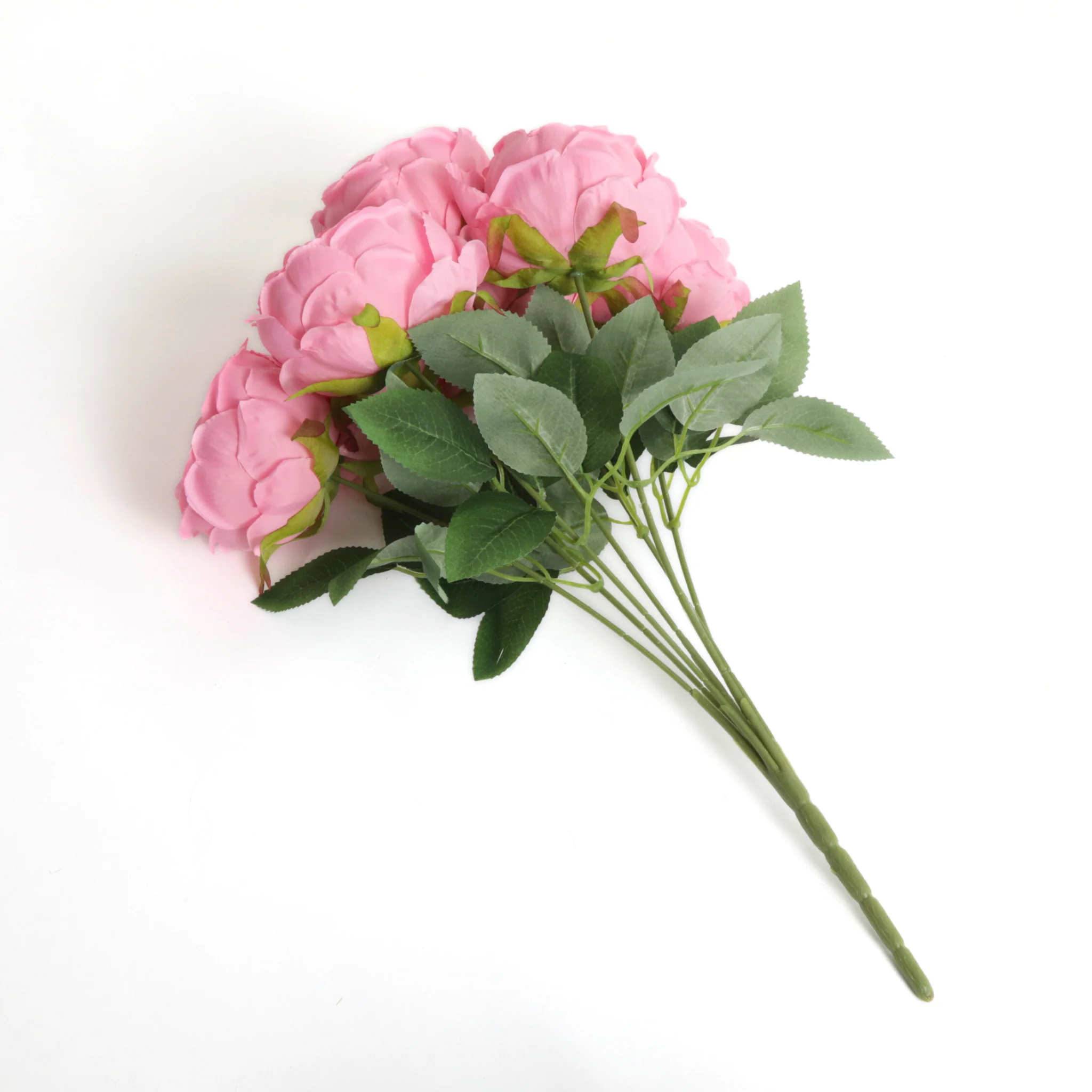 Silk Artificial Peony Flower Bush Bundle - Light Pink - Image 3