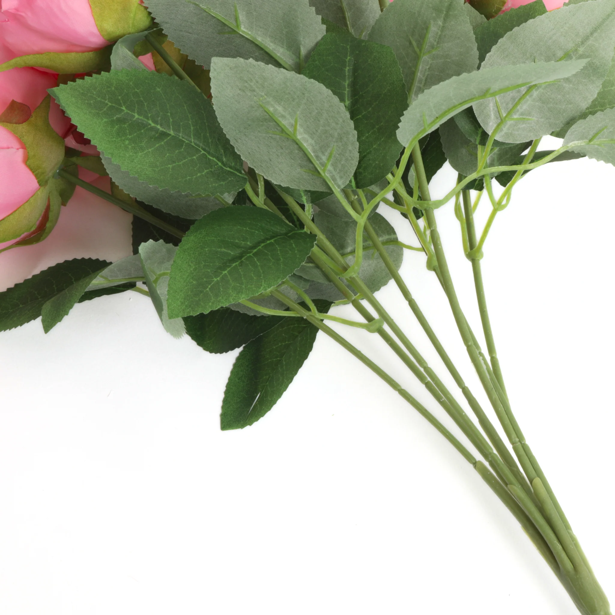 Silk Artificial Peony Flower Bush Bundle - Light Pink - Image 5