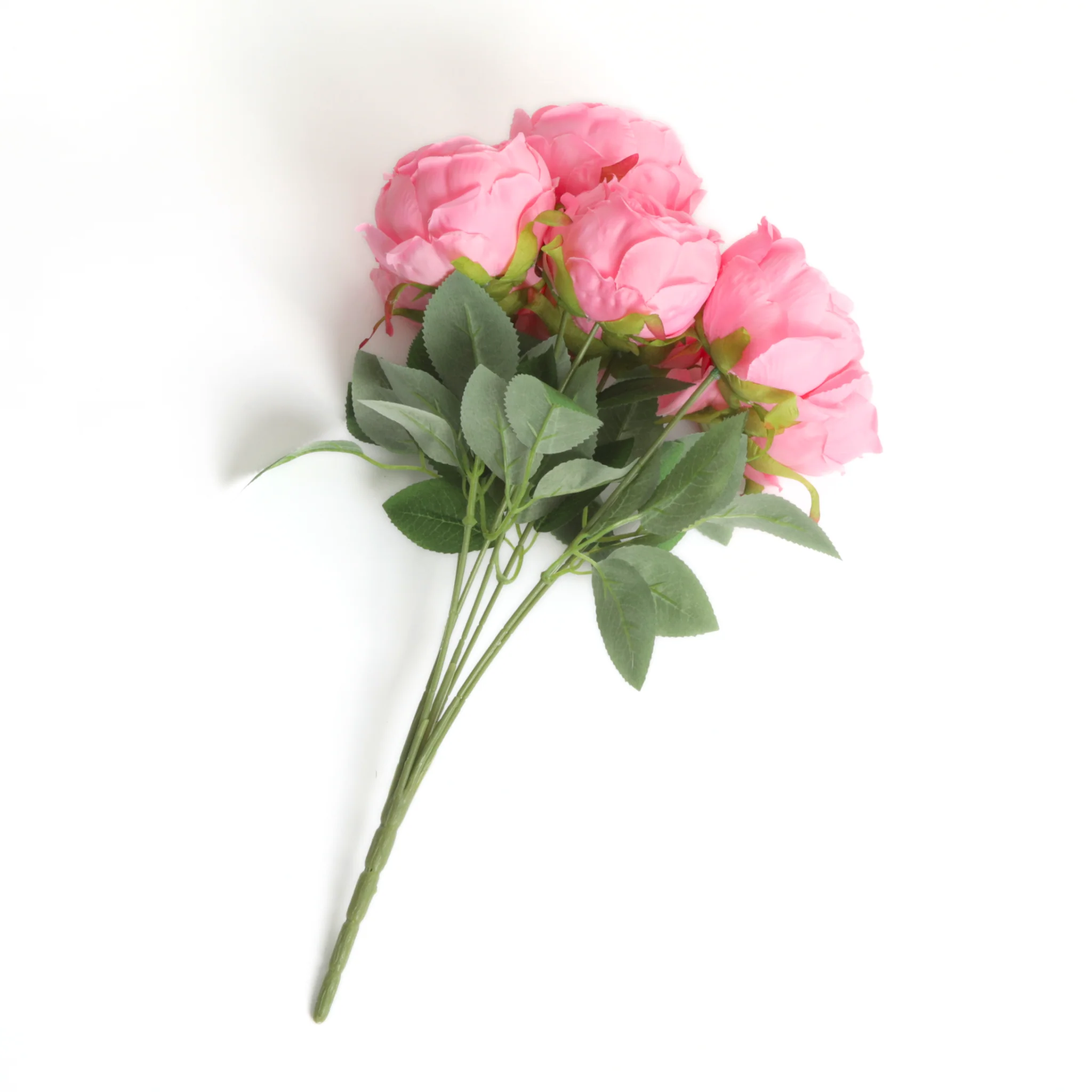 Silk Artificial Peony Flower Bush Bundle - Light Pink - Image 7