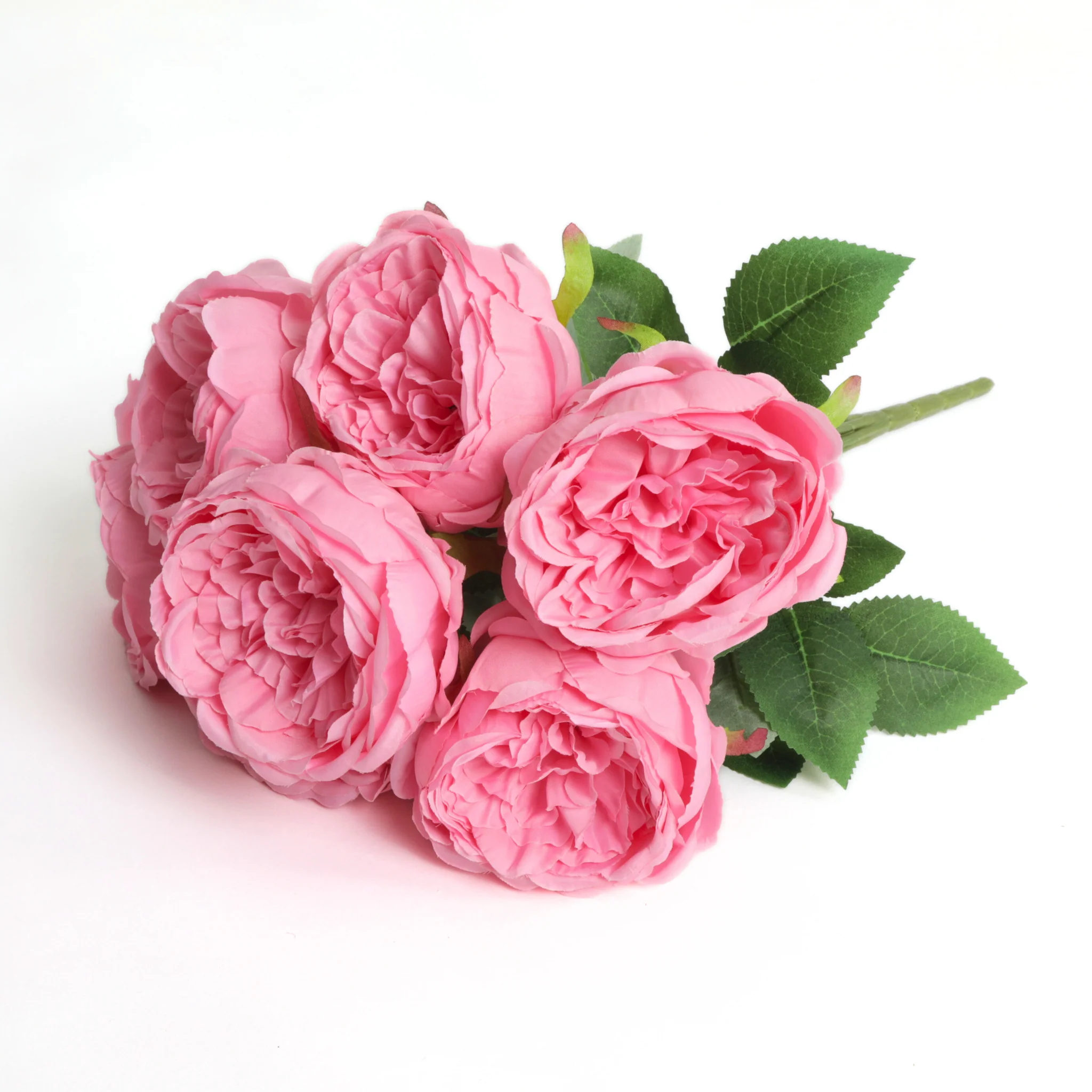 Silk Artificial Peony Flower Bush Bundle - Light Pink - Image 9