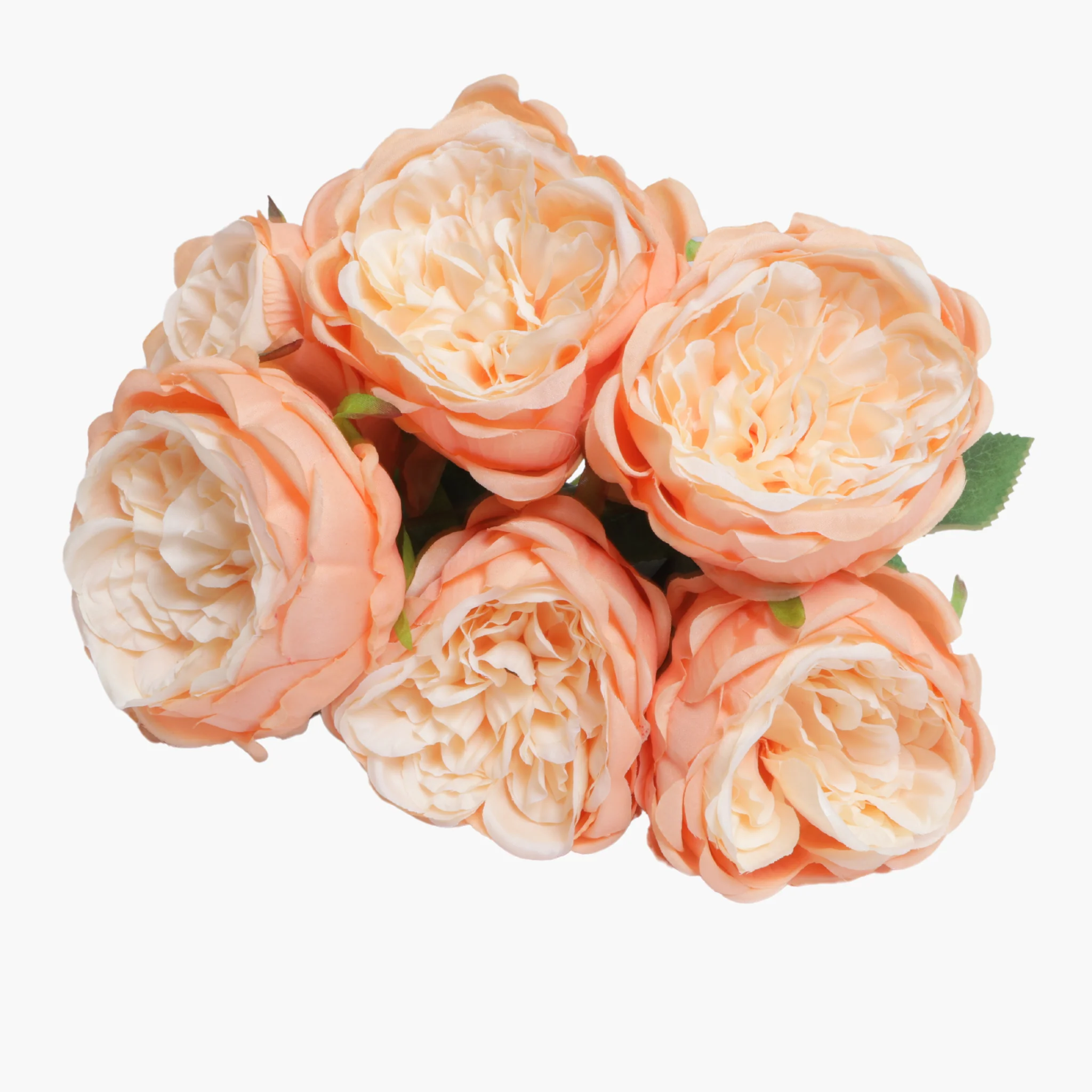 Silk Artificial Peony Flower Bush Bundle - Peach - Image 6