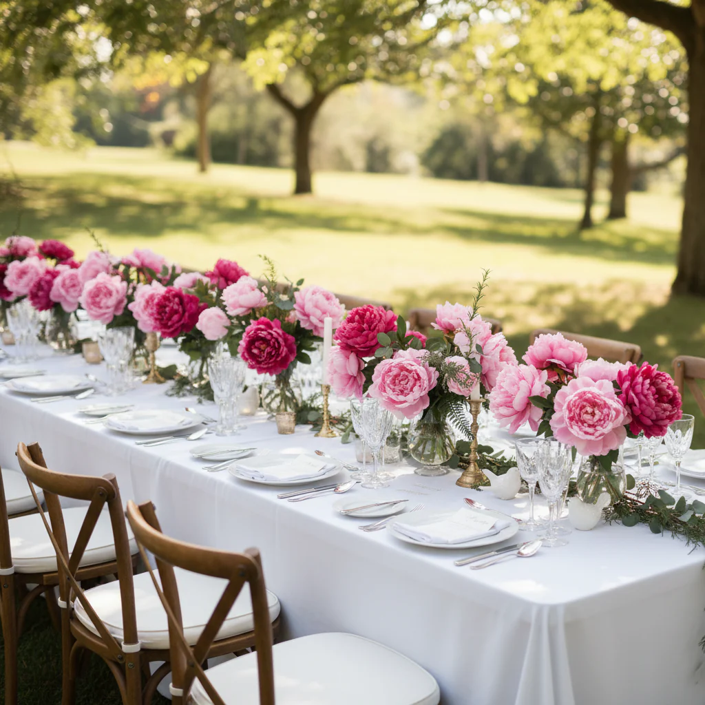 Silk Artificial Peony Flower Bush Bundle - Pink - Image 3