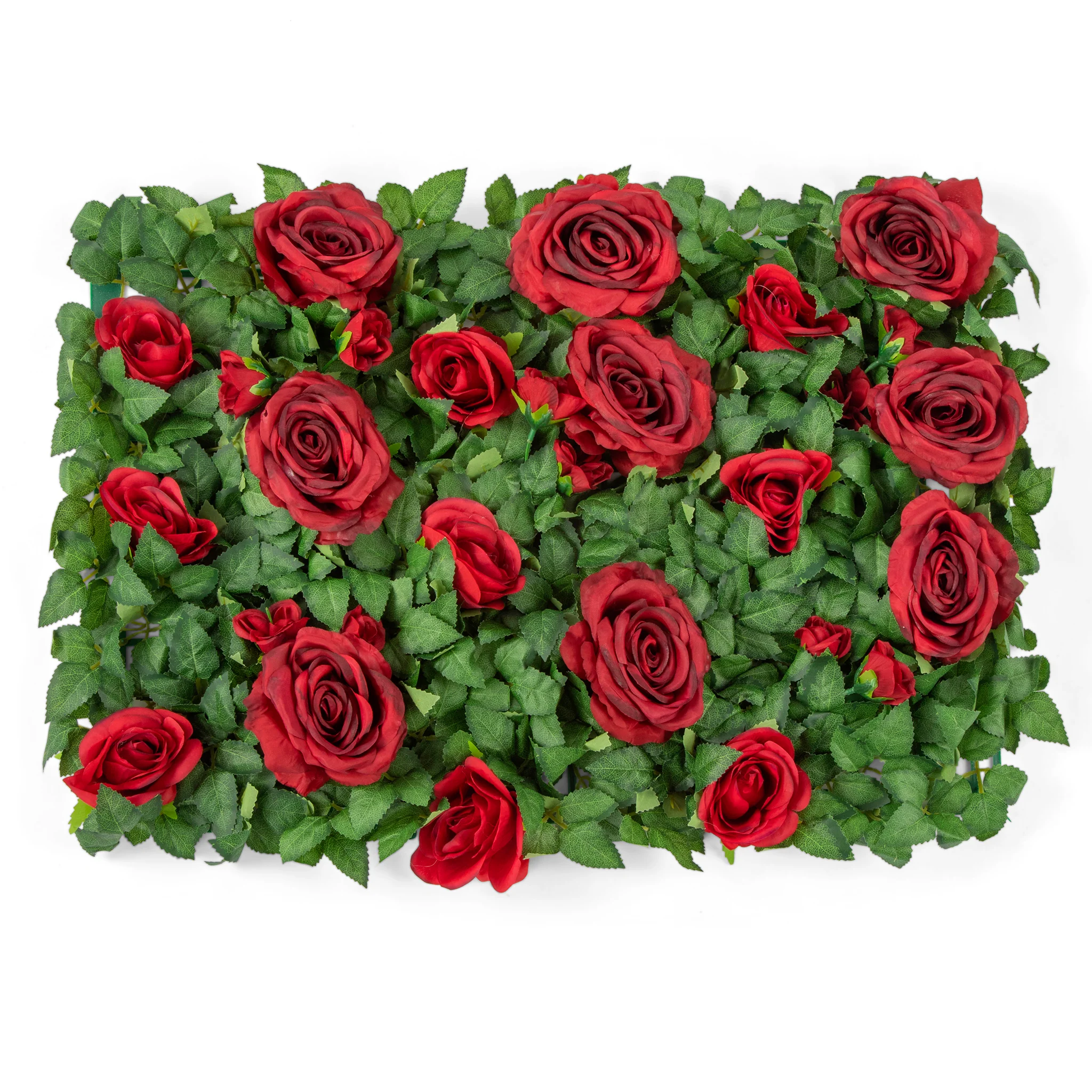 Silk Greenery with Roses Wall Backdrop Panel - Apple Red - Image 4