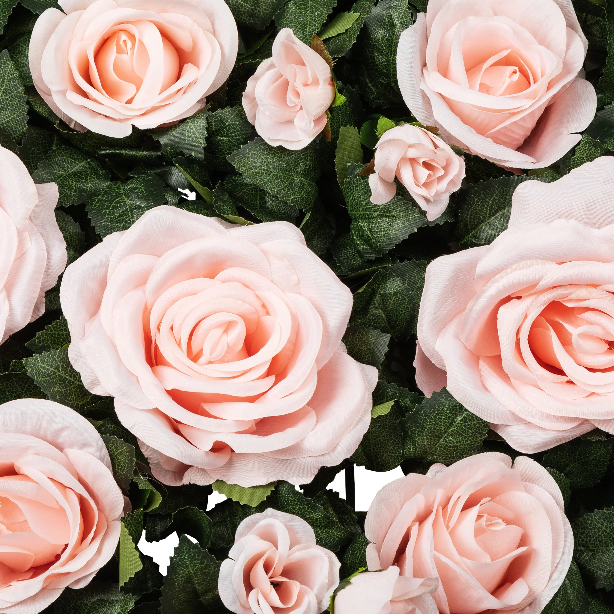 Silk Greenery with Roses Wall Backdrop Panel - Light Pink - Image 3
