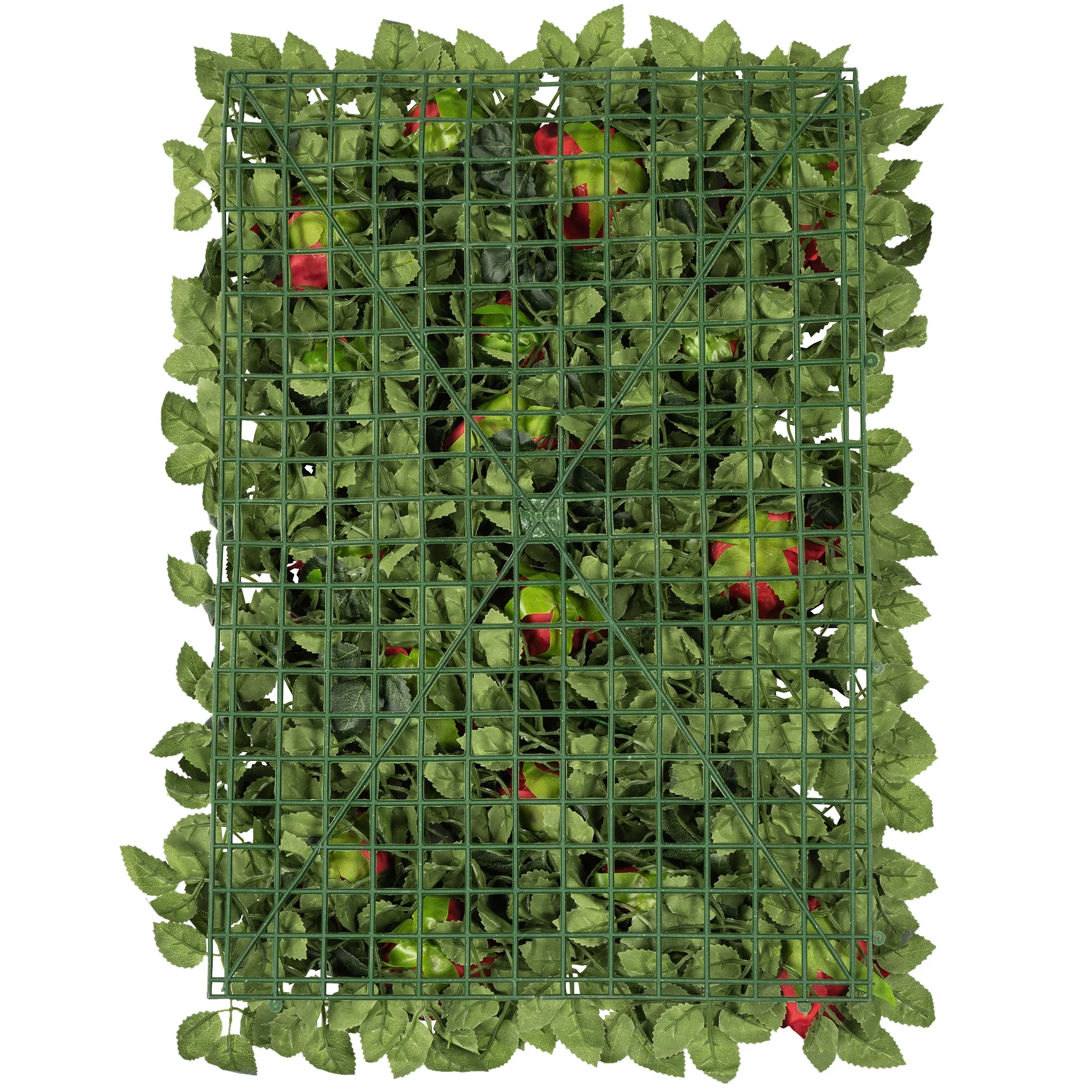 Silk Greenery with Roses Wall Backdrop Panel - Red - Image 2