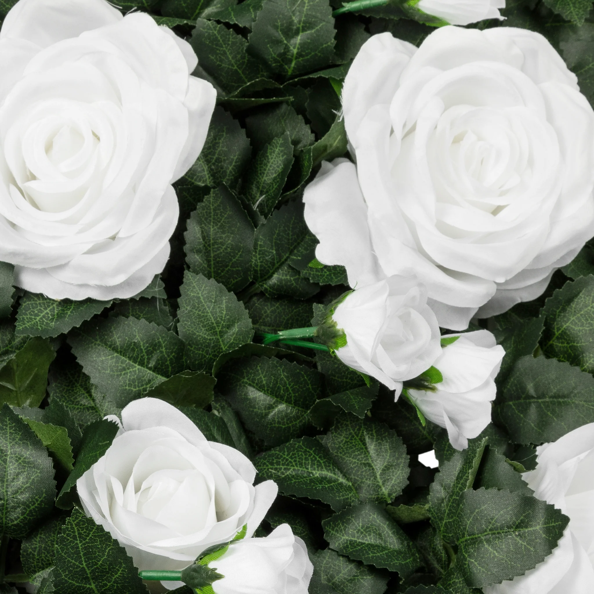 Silk Greenery with Roses Wall Backdrop Panel - White - Image 3
