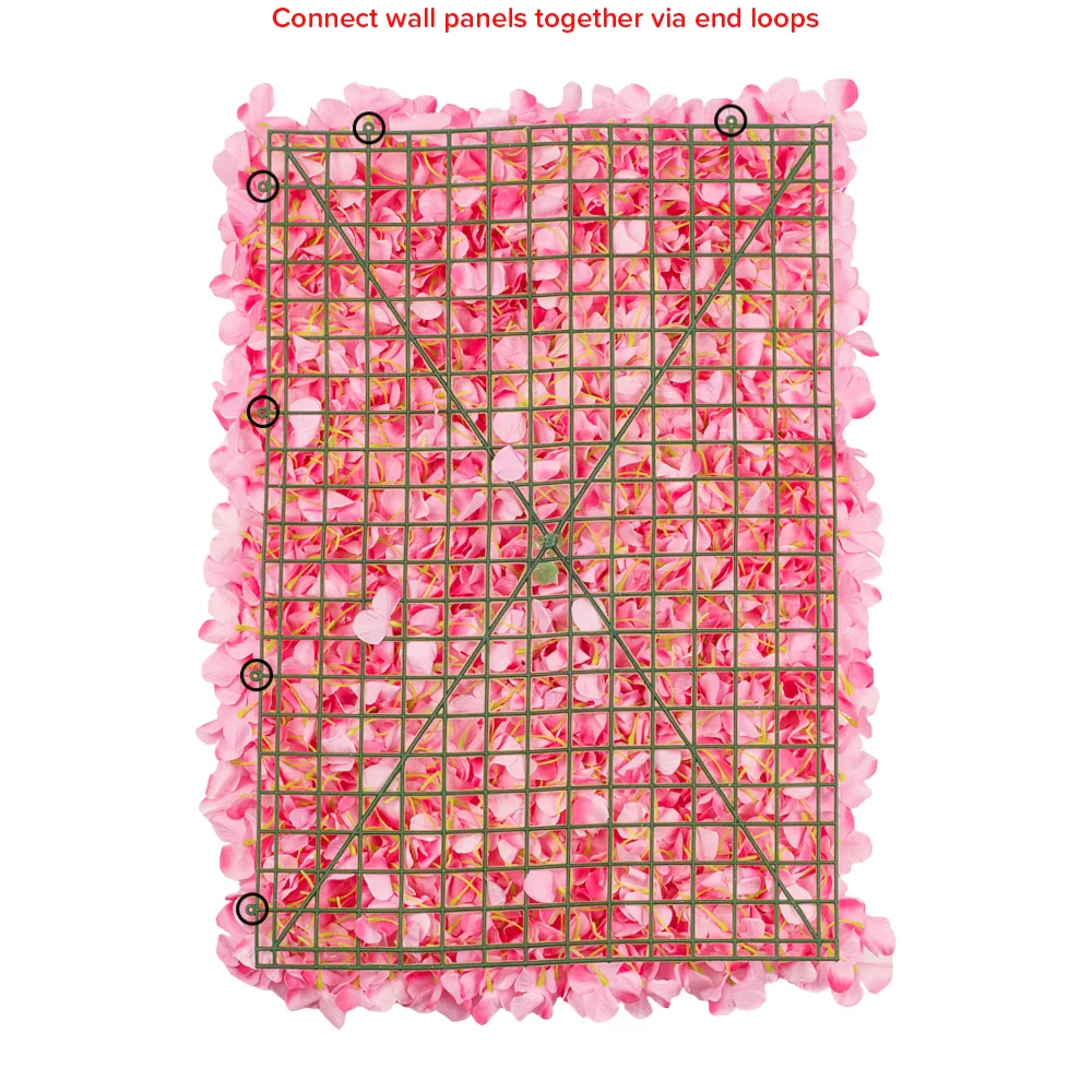 Silk Hydrangeas Flower Wall Backdrop Panel - Pink - Image 3