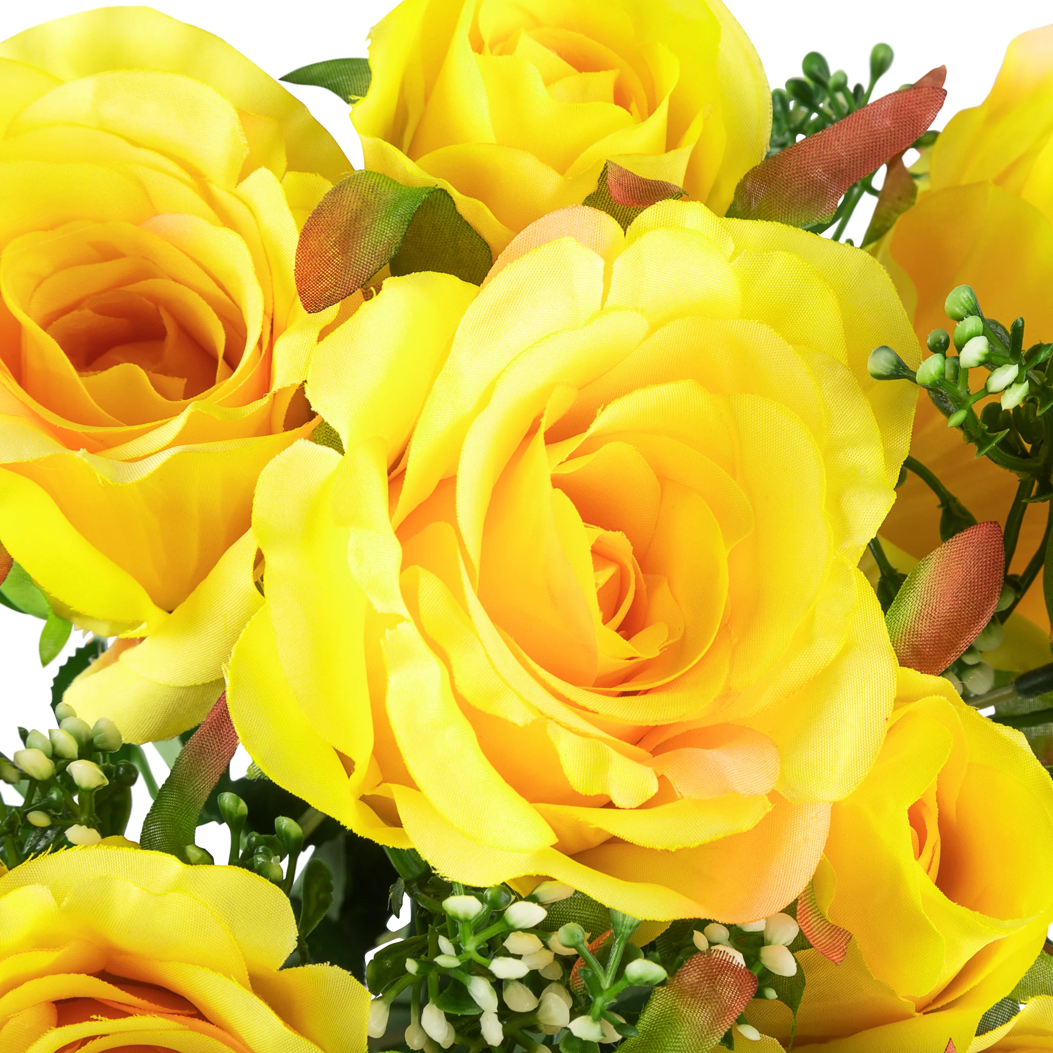 Silk Rose Bush 12 heads - Yellow - Image 2