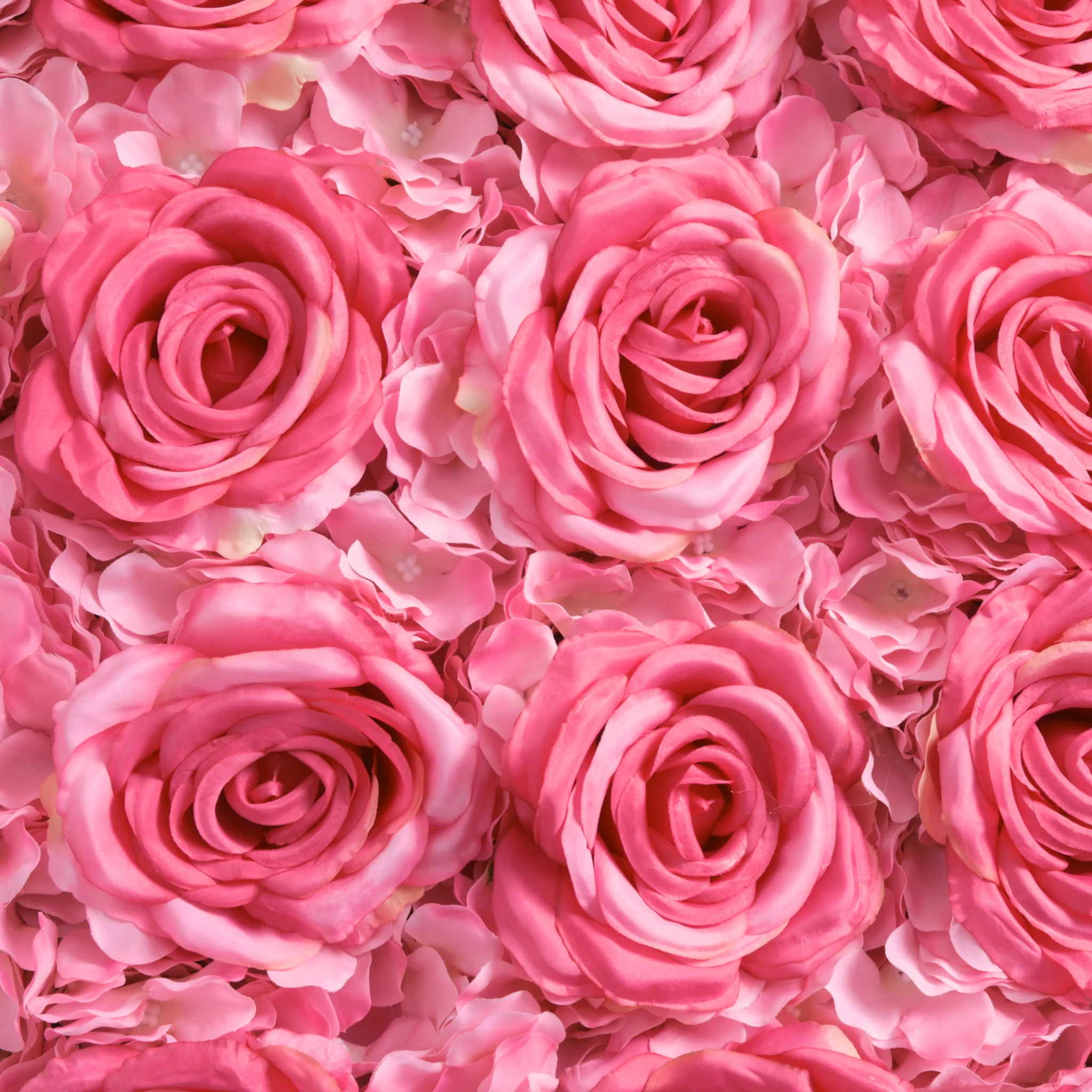 Silk Roses/Hydrangeas Flower Wall Backdrop Panel - Fuchsia - Image 2