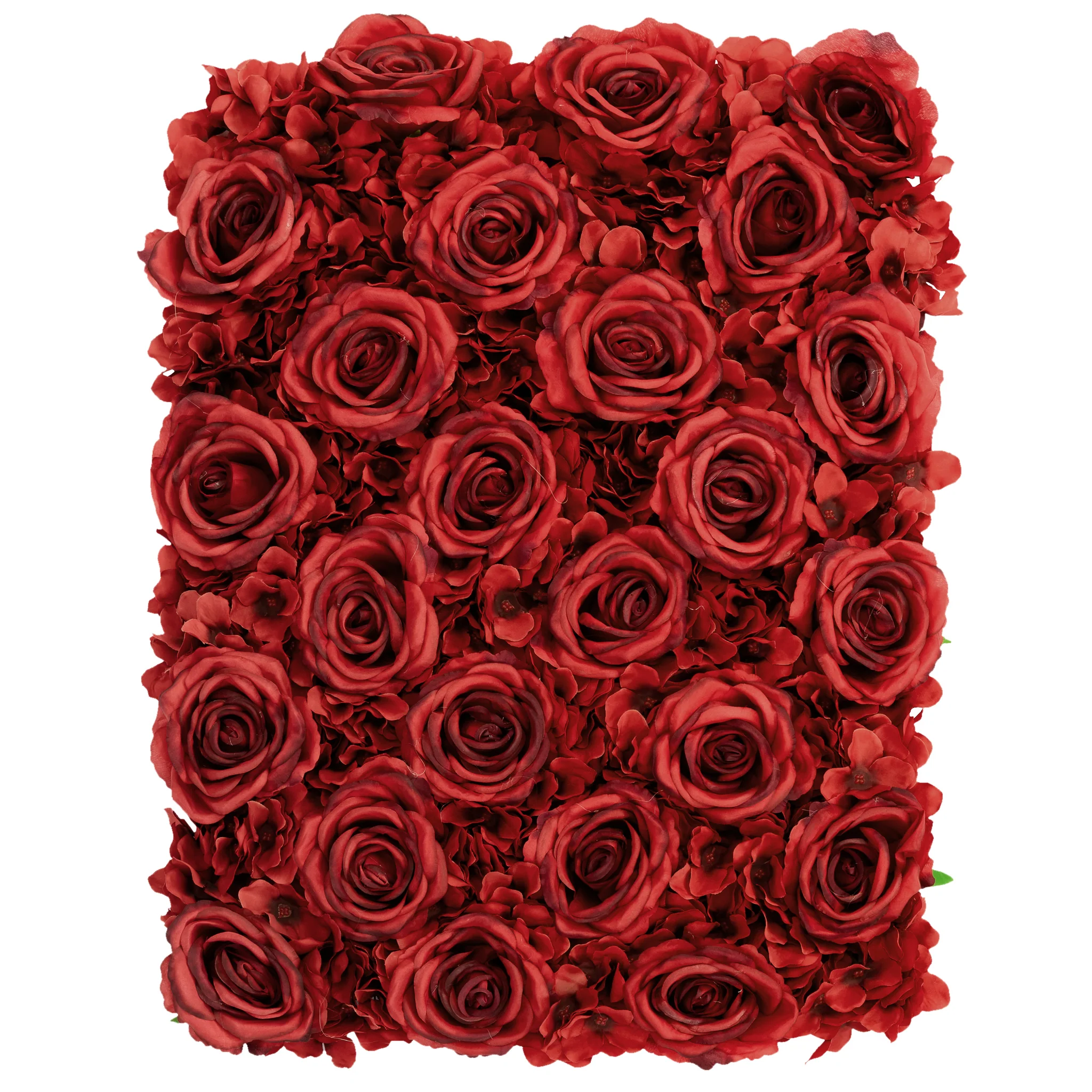 Silk Roses/Hydrangeas Flower Wall Backdrop Panel - Apple Red
