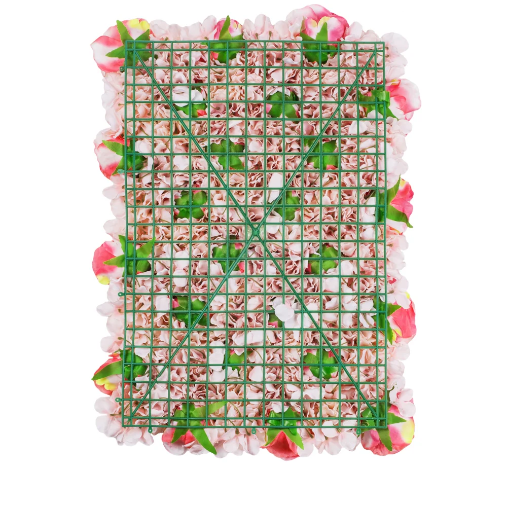 Silk Roses/Hydrangeas Flower Wall Backdrop Panel - Fuchsia & Light Pink - Image 4