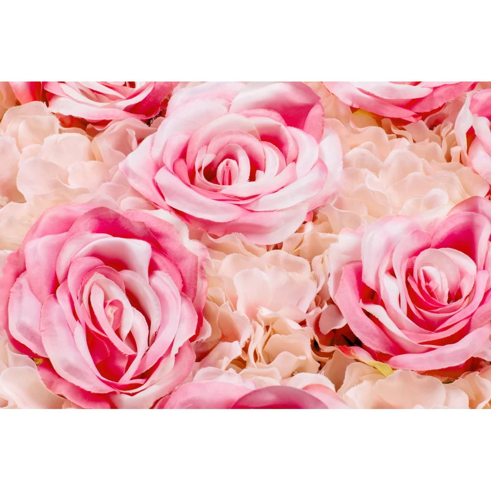 Silk Roses/Hydrangeas Flower Wall Backdrop Panel - Fuchsia & Light Pink - Image 6