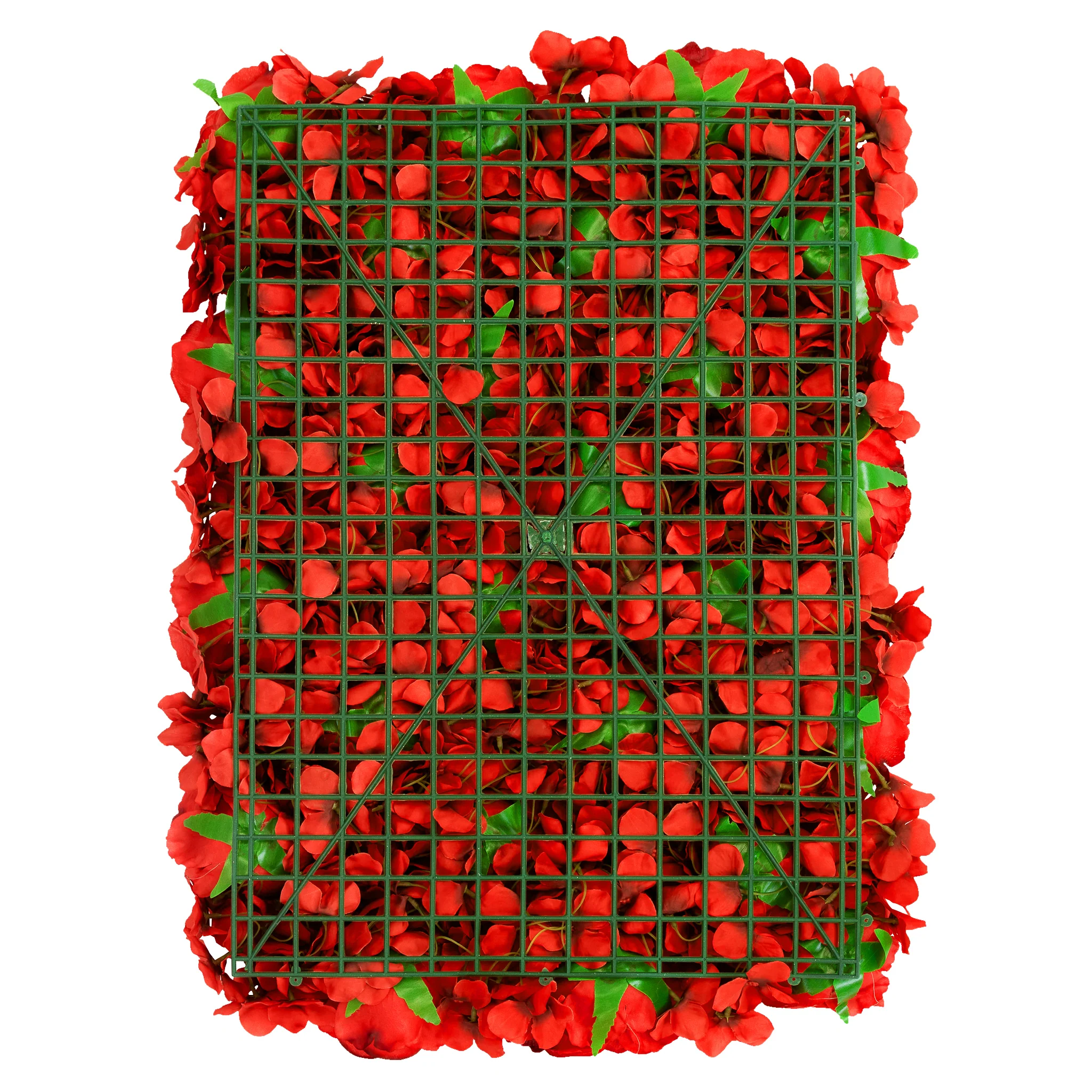 Silk Roses/Hydrangeas Flower Wall Backdrop Panel - Red - Image 3
