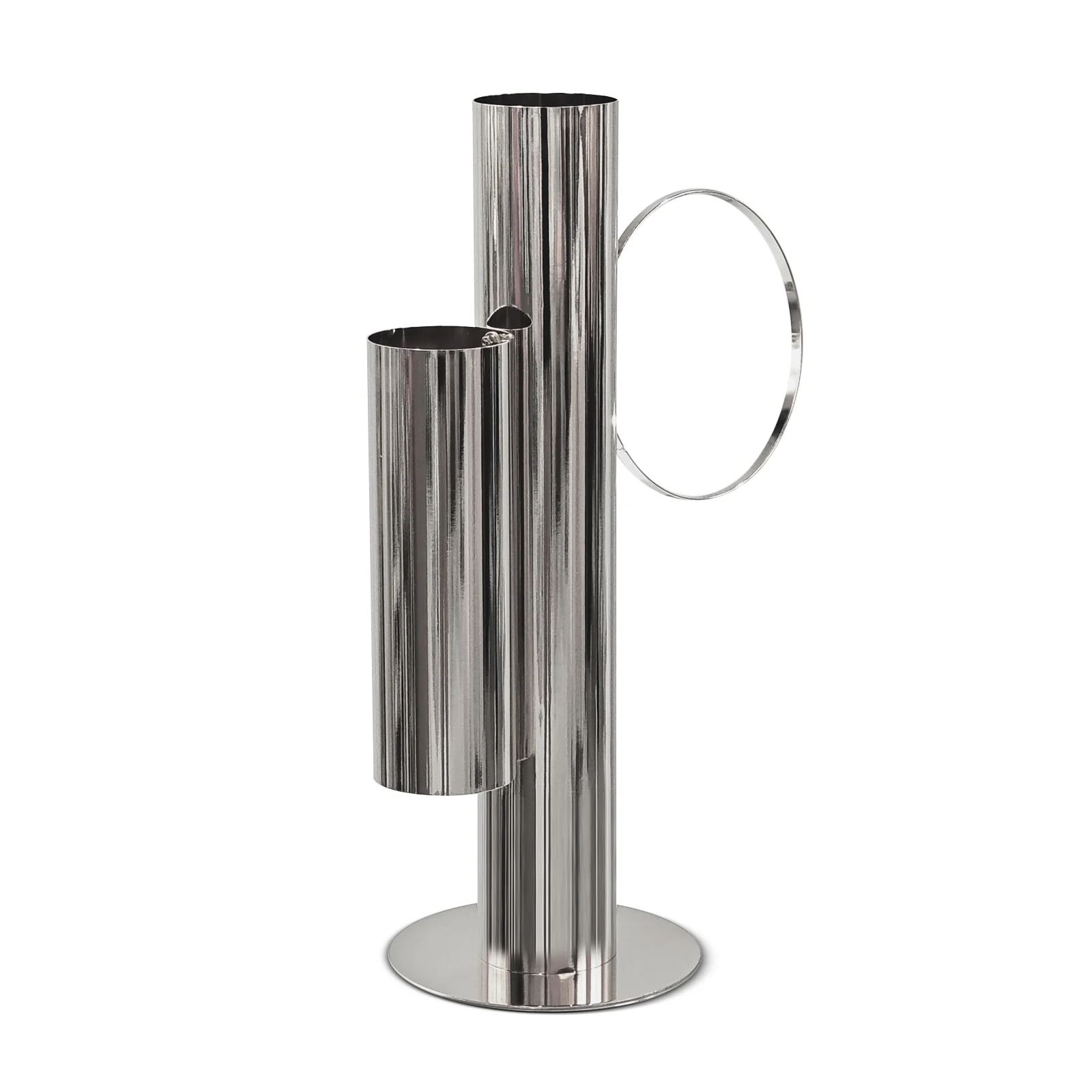 Set of 2 Modern Double Tube Floral Centerpiece Stand - Silver - Image 2