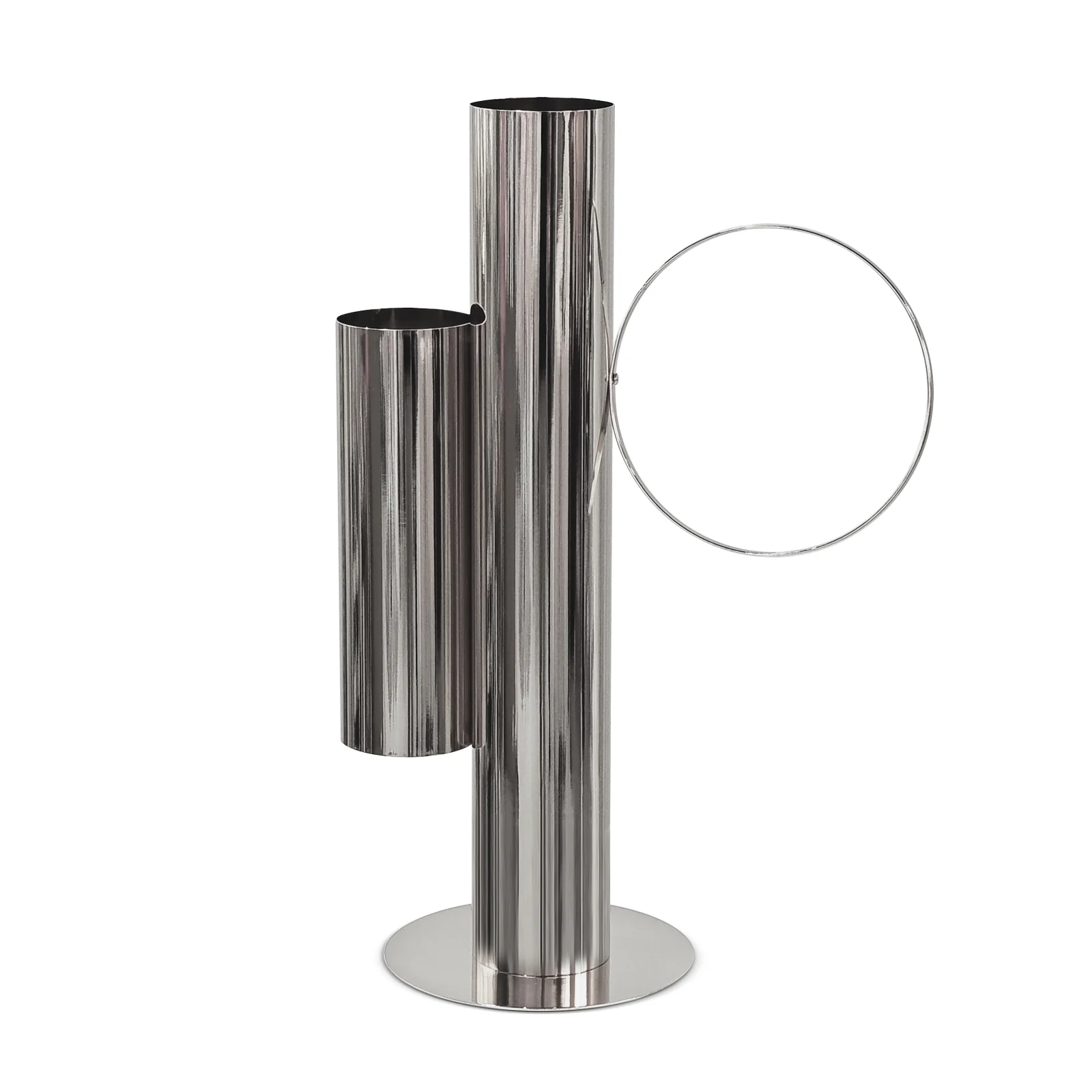 Set of 2 Modern Double Tube Floral Centerpiece Stand - Silver - Image 5