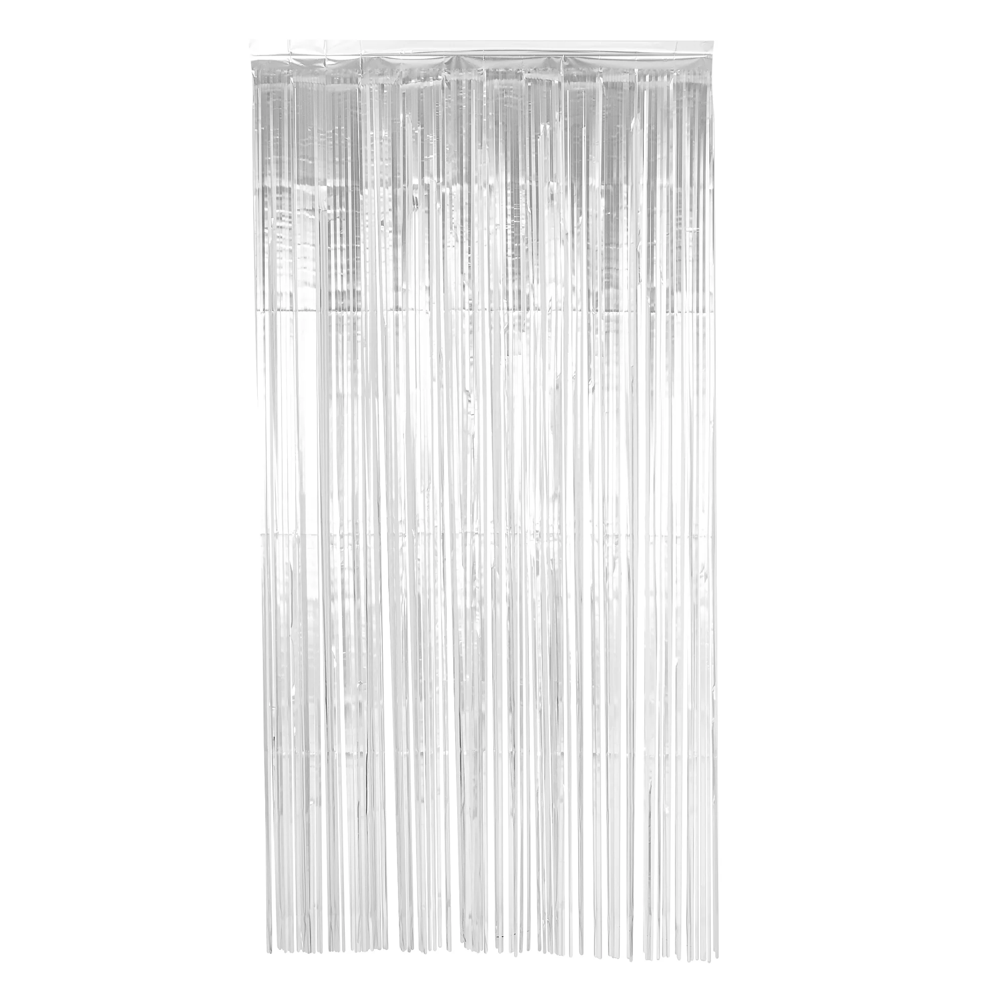 Silver Matte Foil Fringe Backdrop Curtain 6.5 ft