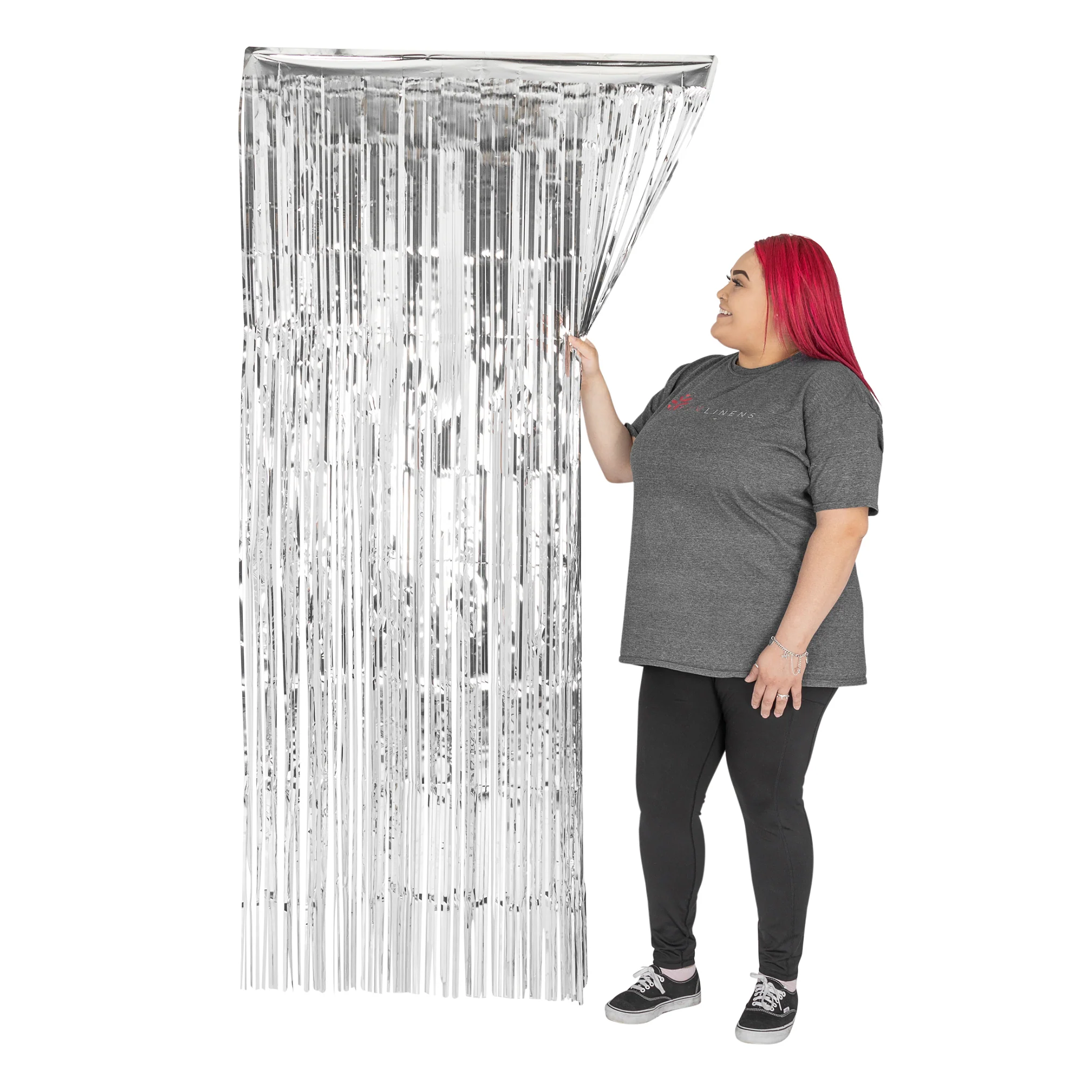 Silver Matte Foil Fringe Backdrop Curtain 6.5 ft - Image 2