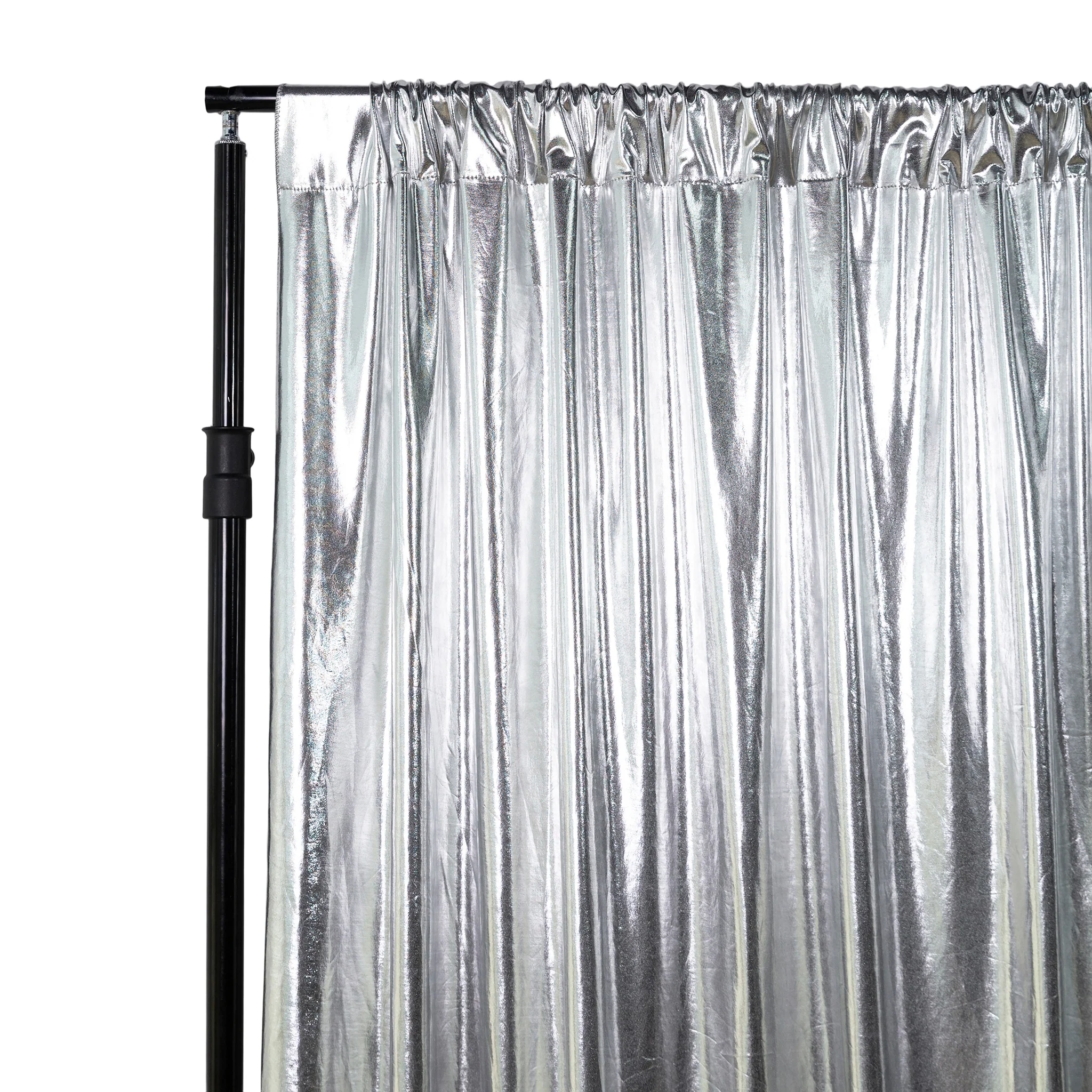 Metallic Silver Spandex Drape Curtain – 10ft x 60" Wrinkle-Free Backdrop Panel
