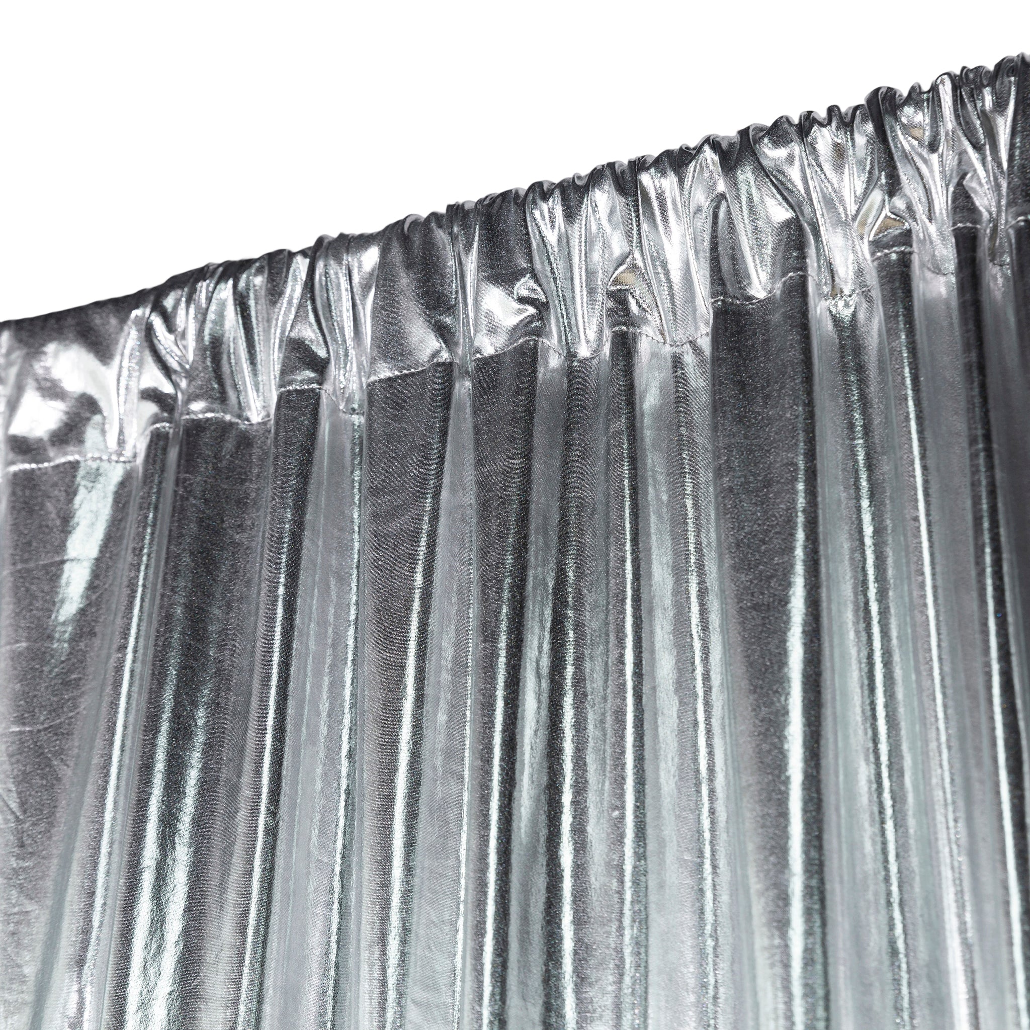 Metallic Silver Spandex Drape Curtain – 10ft x 60" Wrinkle-Free Backdrop Panel - Image 3
