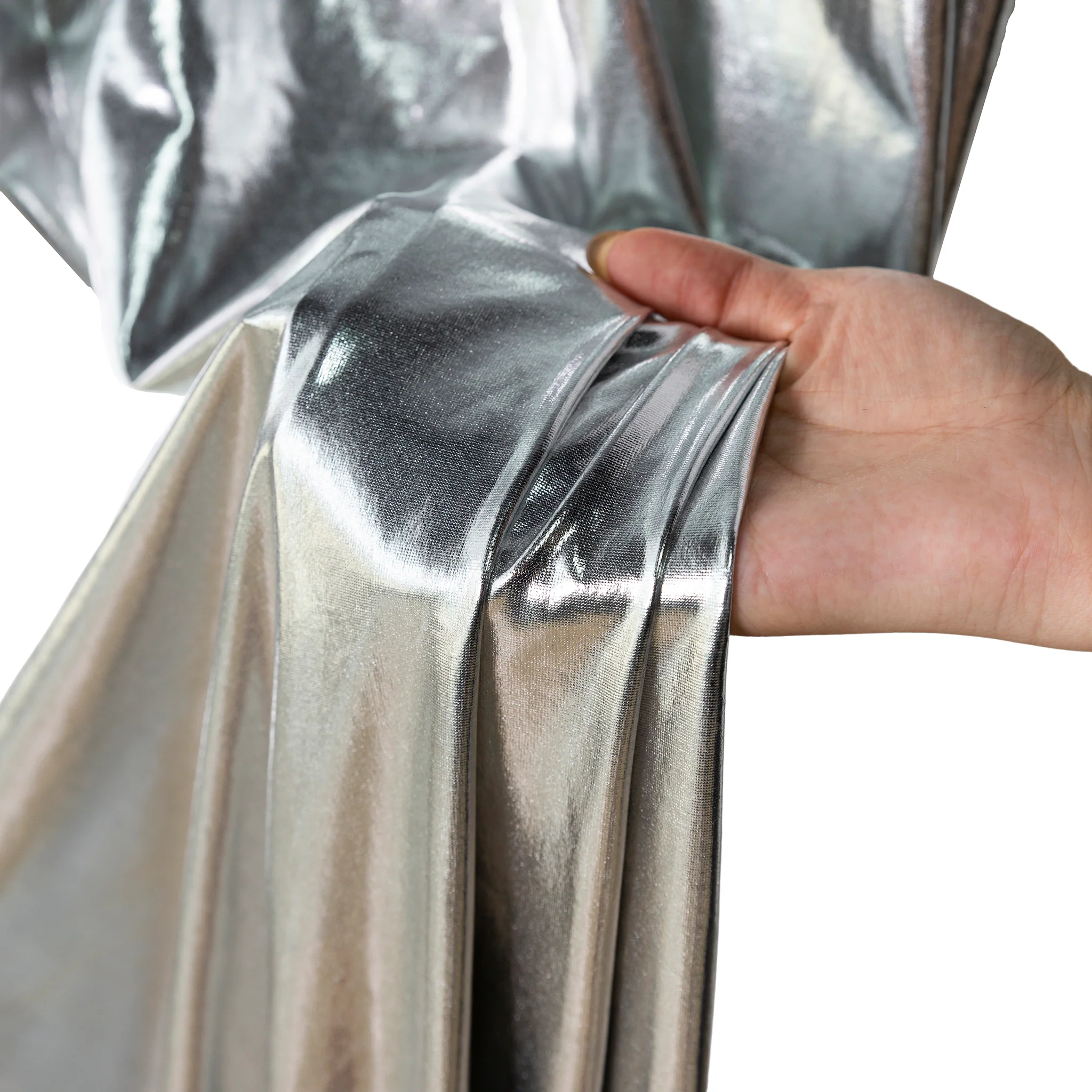 Metallic Silver Spandex Drape Curtain – 14ft x 60" Wrinkle-Free Backdrop Panel - Image 3