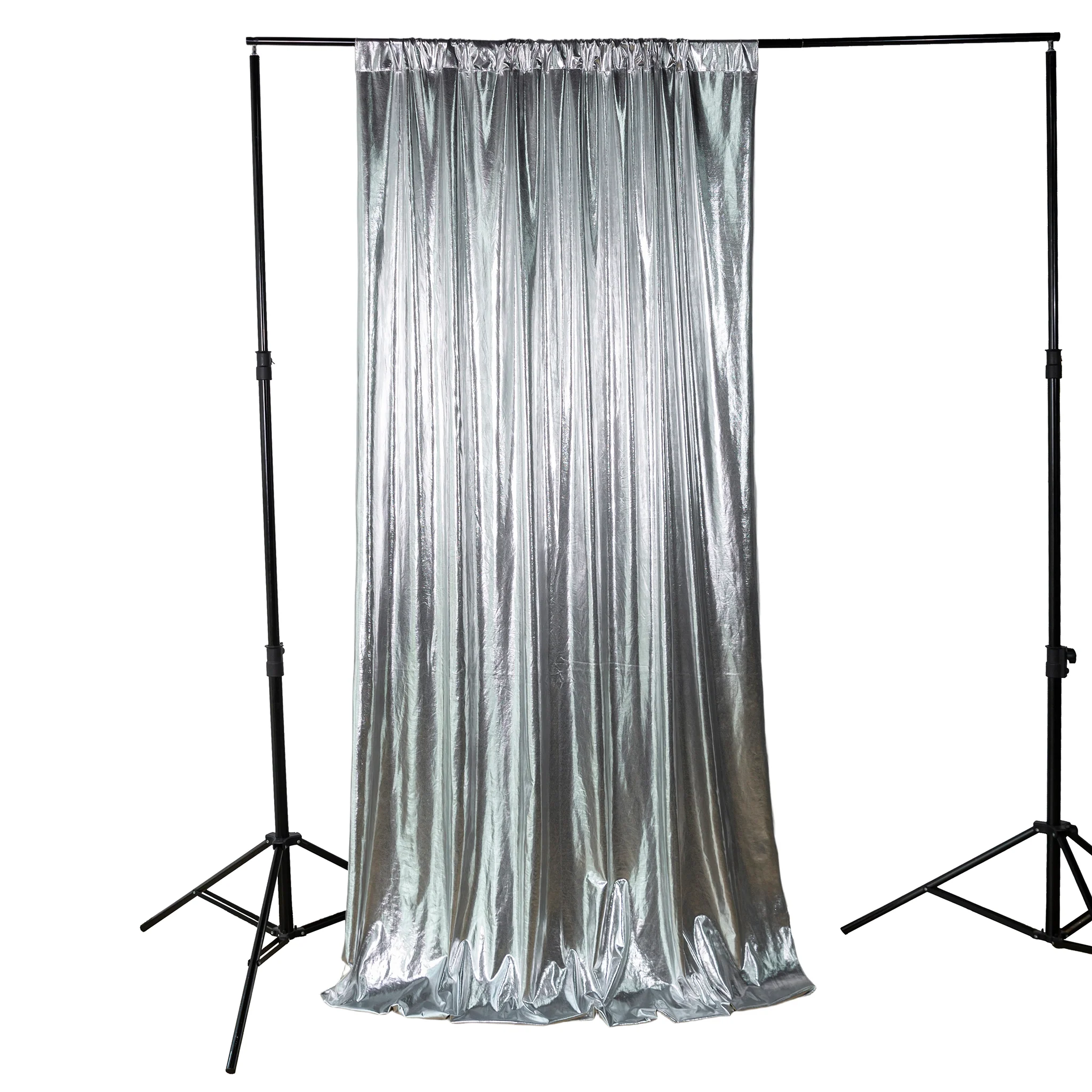 Metallic Silver Spandex Drape Curtain – 14ft x 60" Wrinkle-Free Backdrop Panel - Image 5