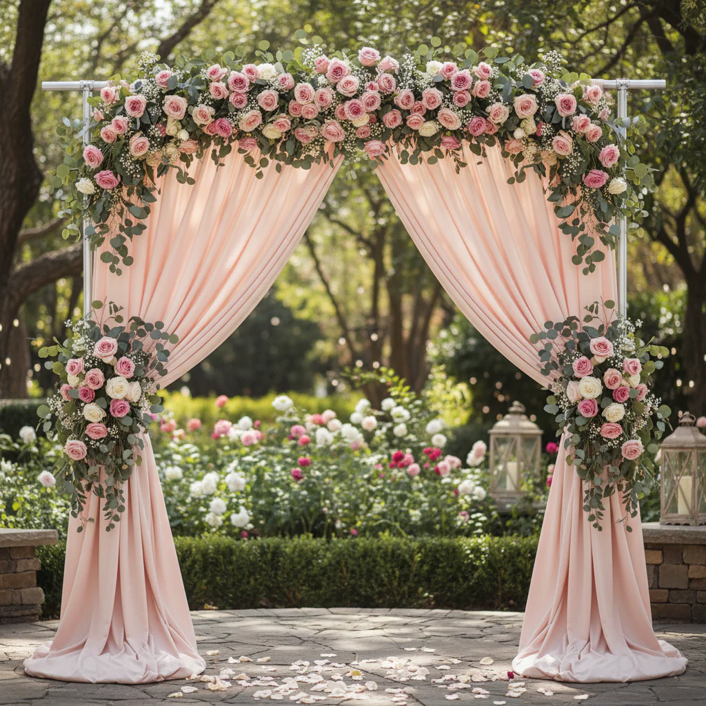 Spandex 4-way Stretch Drape Curtain 10ft H x 60" W - Blush/Rose Gold - Image 3