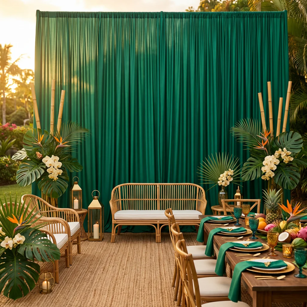 Spandex 4-way Stretch Drape Curtain 10ft H x 60" W - Emerald Green - Image 3
