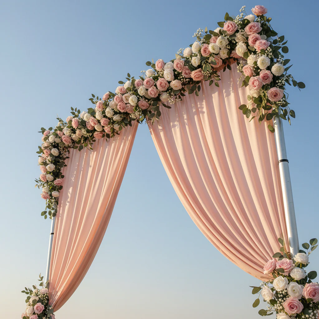 Spandex 4-way Stretch Drape Curtain 12ft H x 60" W - Blush/Rose Gold - Image 3