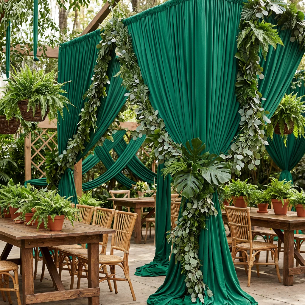 Spandex 4-way Stretch Drape Curtain 12ft H x 60" W - Emerald Green - Image 3