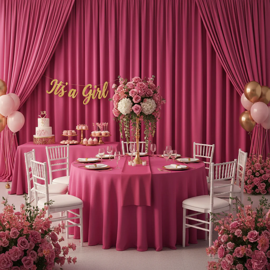 Spandex 4-way Stretch Drape Curtain 12ft H x 60" W - Fuchsia - Image 2