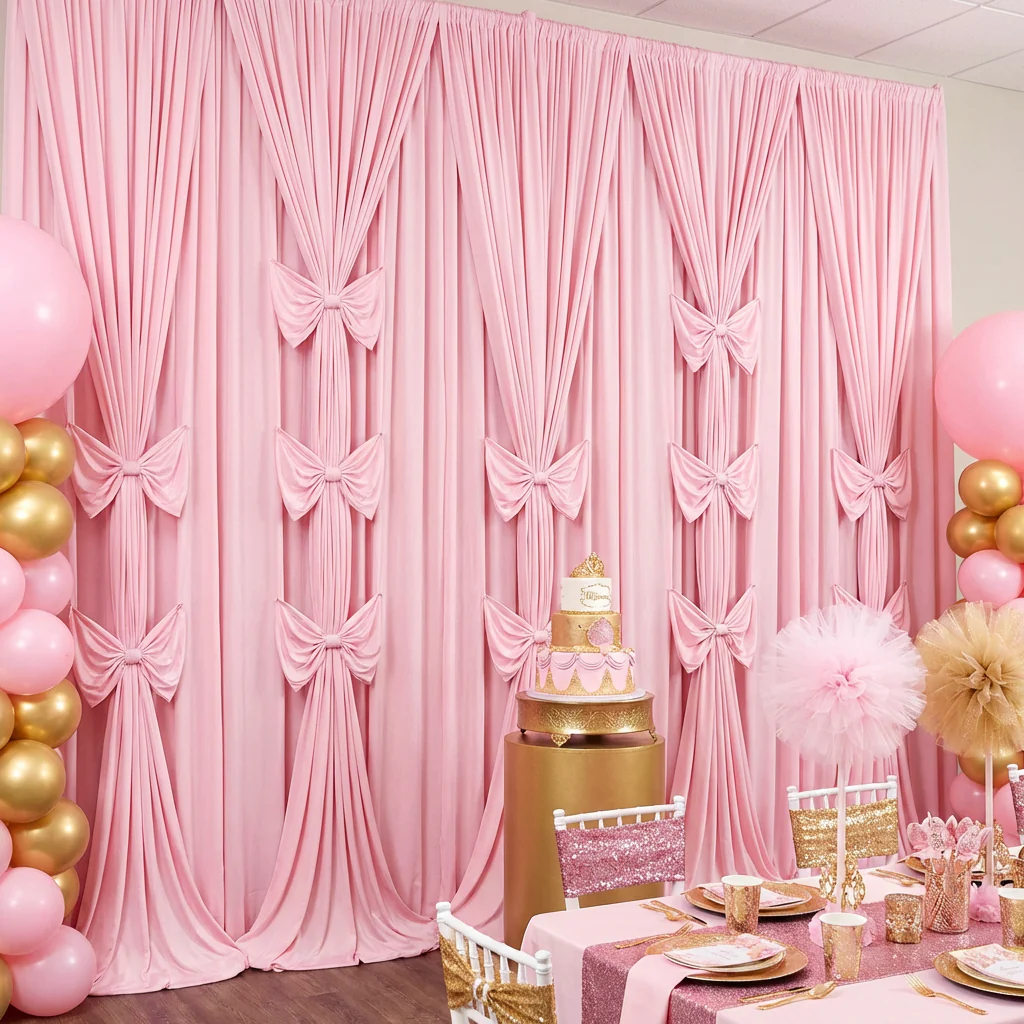 Spandex 4-way Stretch Drape Curtain 12ft H x 60" W - Pink - Image 3