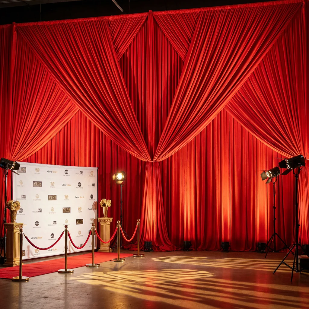 Spandex 4-way Stretch Drape Curtain 12ft H x 60" W - Red - Image 3