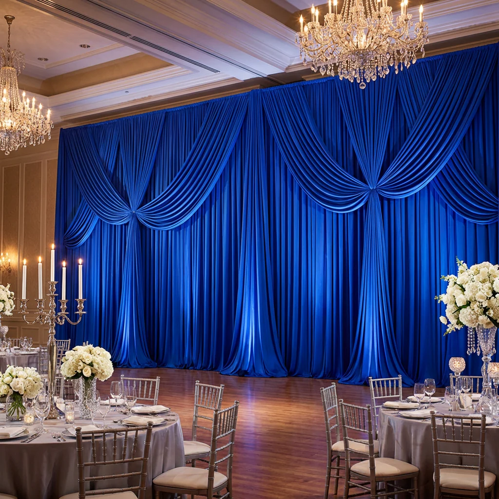 Spandex 4-way Stretch Drape Curtain 12ft H x 60" W - Royal Blue - Image 3