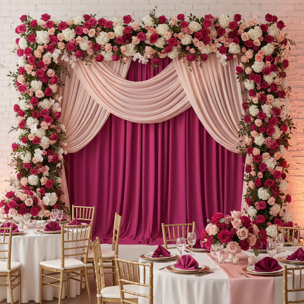 Spandex 4-way Stretch Drape Curtain 14ft H x 60" W - Fuchsia - Image 2