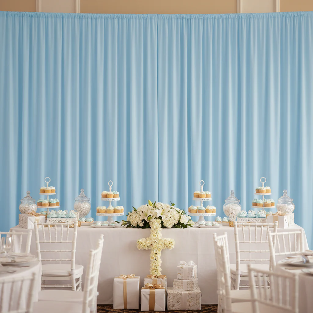 Spandex 4-way Stretch Backdrop Drape Curtain 16ft H x 60" W - Baby Blue - Image 4