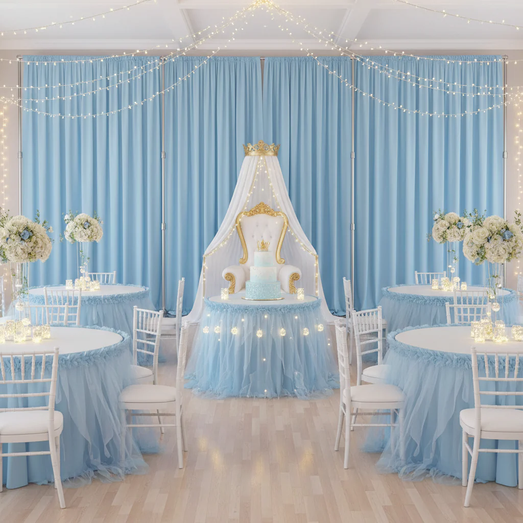 Spandex 4-way Stretch Backdrop Drape Curtain 16ft H x 60" W - Baby Blue - Image 6