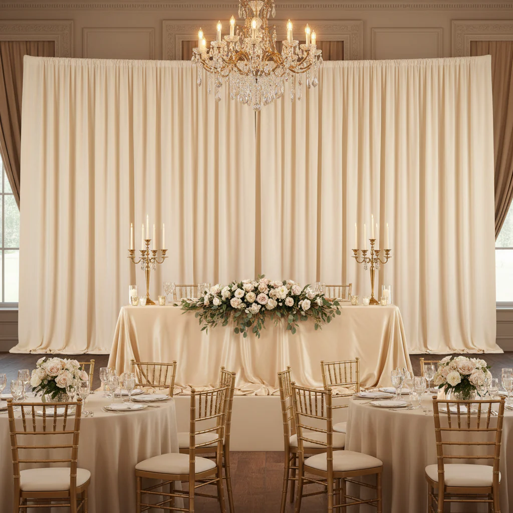 Spandex 4-way Stretch Backdrop Drape Curtain 16ft H x 60" W - Champagne - Image 4