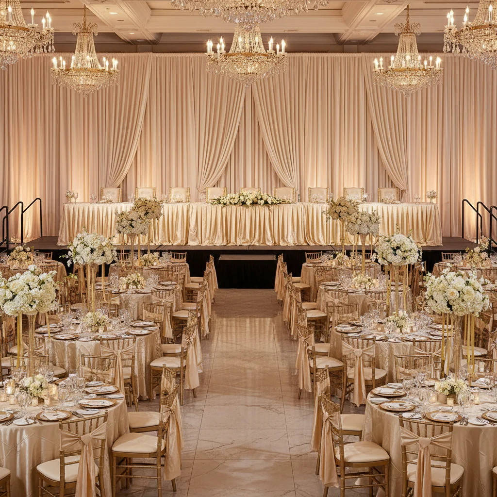 Spandex 4-way Stretch Backdrop Drape Curtain 16ft H x 60" W - Champagne - Image 5