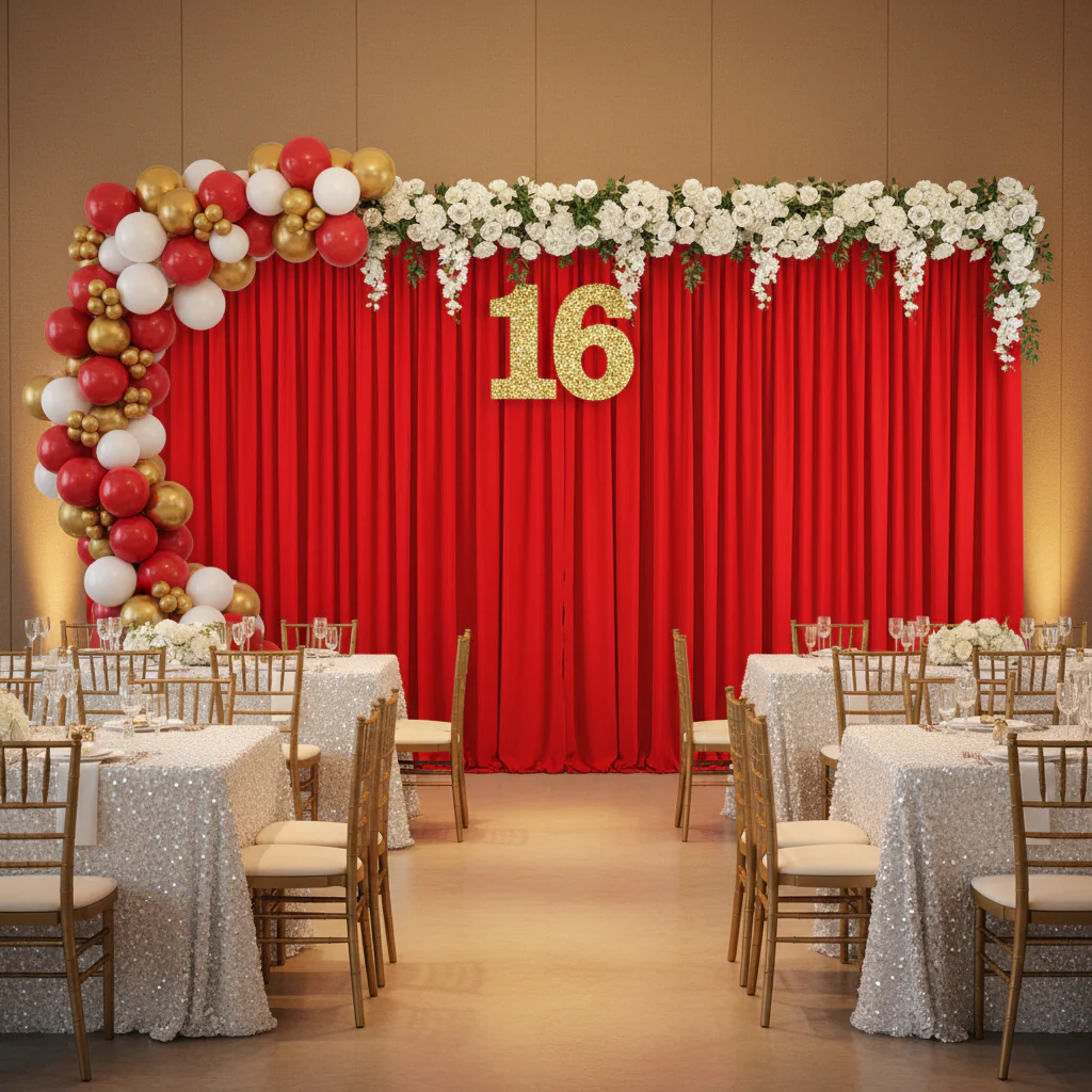 Spandex 4-way Stretch Backdrop Drape Curtain 16ft H x 60" W - Red - Image 5