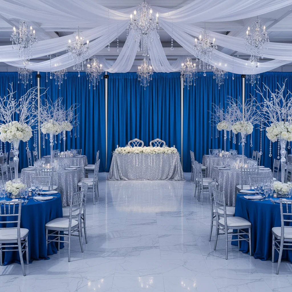 Spandex 4-way Stretch Backdrop Drape Curtain 16ft H x 60" W - Royal Blue - Image 6