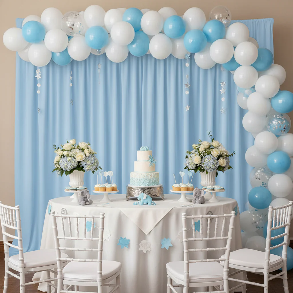 Spandex 4-way Stretch Backdrop Drape Curtain 18ft H x 60" W - Baby Blue - Image 5