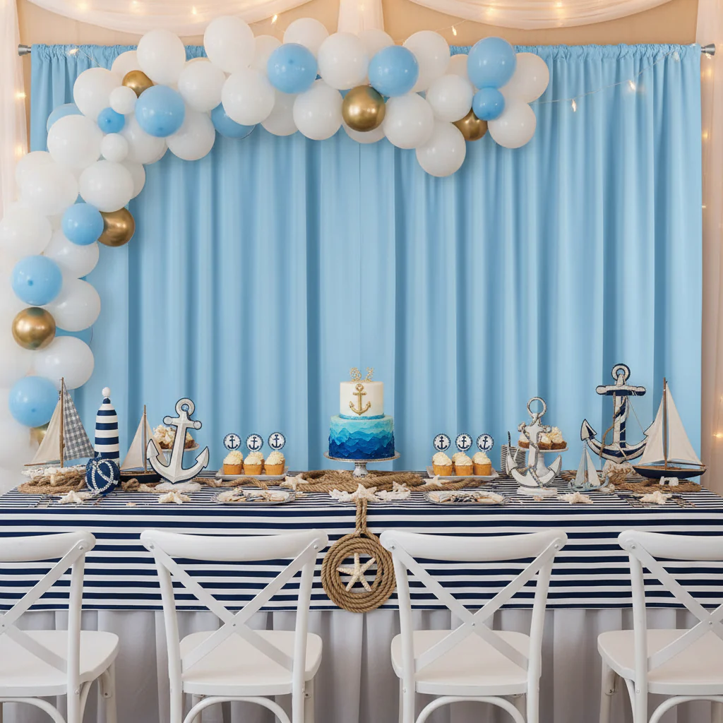 Spandex 4-way Stretch Backdrop Drape Curtain 18ft H x 60" W - Baby Blue - Image 6