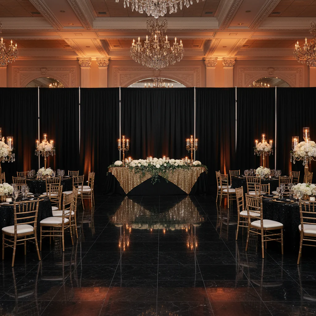 Spandex 4-way Stretch Backdrop Drape Curtain 18ft H x 60" W - Black - Image 4