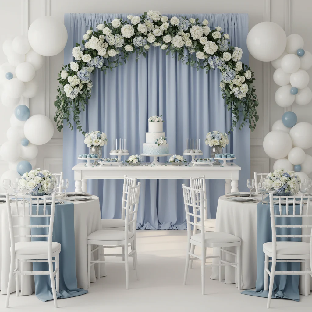 Spandex 4-way Stretch Backdrop Drape Curtain 18ft H x 60" W - Dusty Blue - Image 4