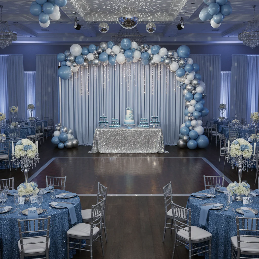 Spandex 4-way Stretch Backdrop Drape Curtain 18ft H x 60" W - Dusty Blue - Image 6